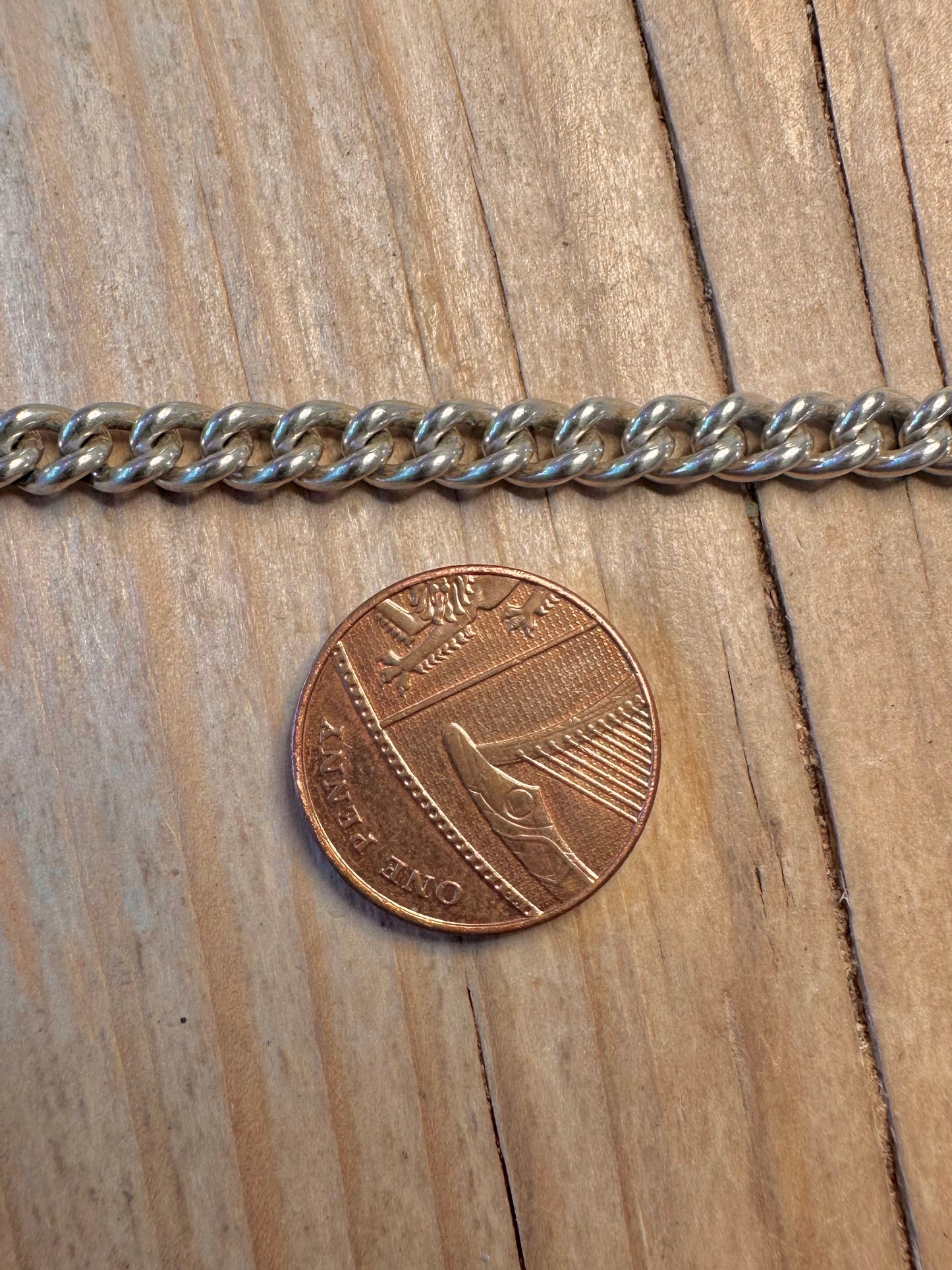 Vintage Curb Chain T Bar Clasp 925 Sterling Silver 18 inch Necklace