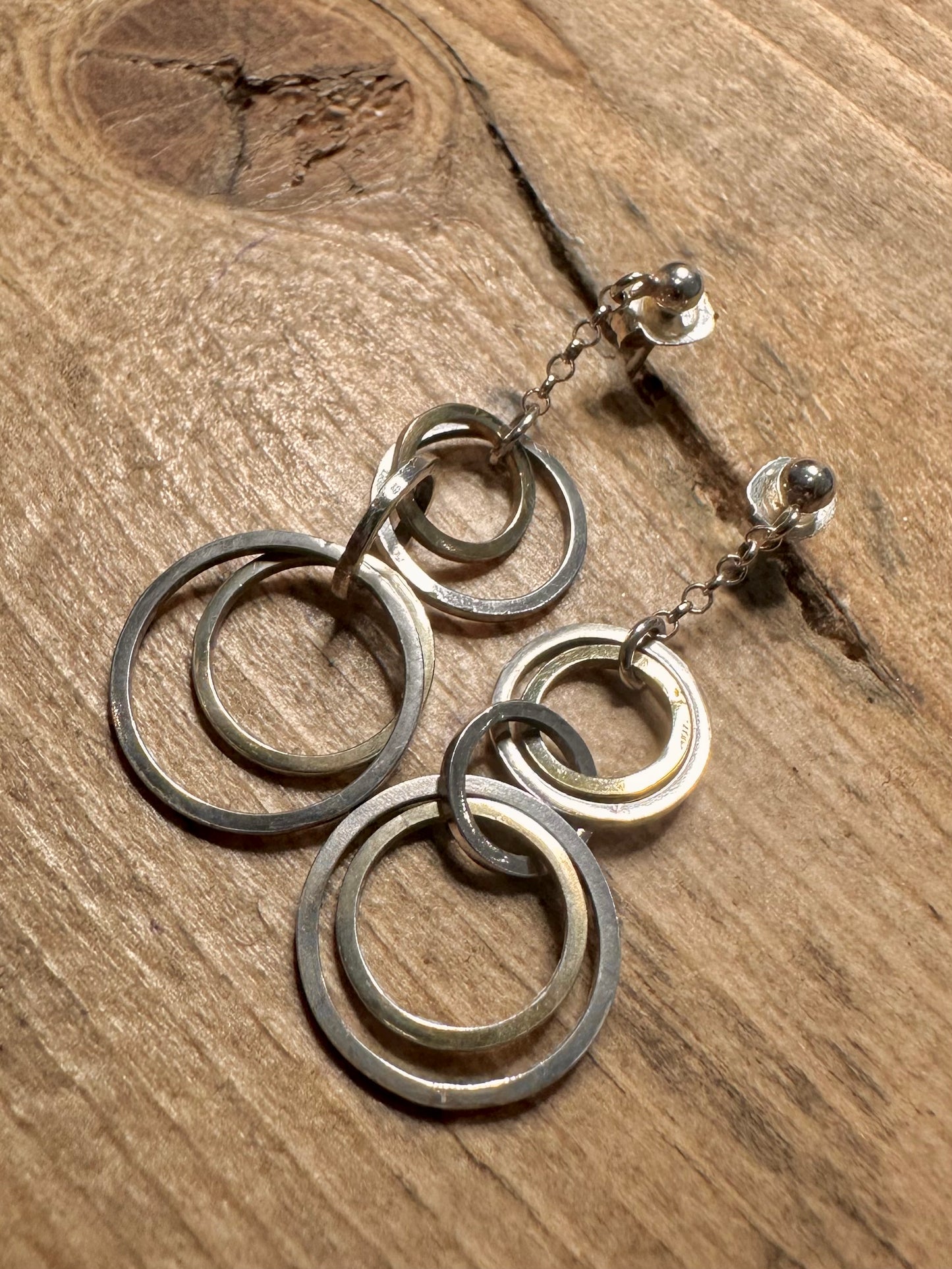 Abstract Circle Dangle 925 Silver Earrings