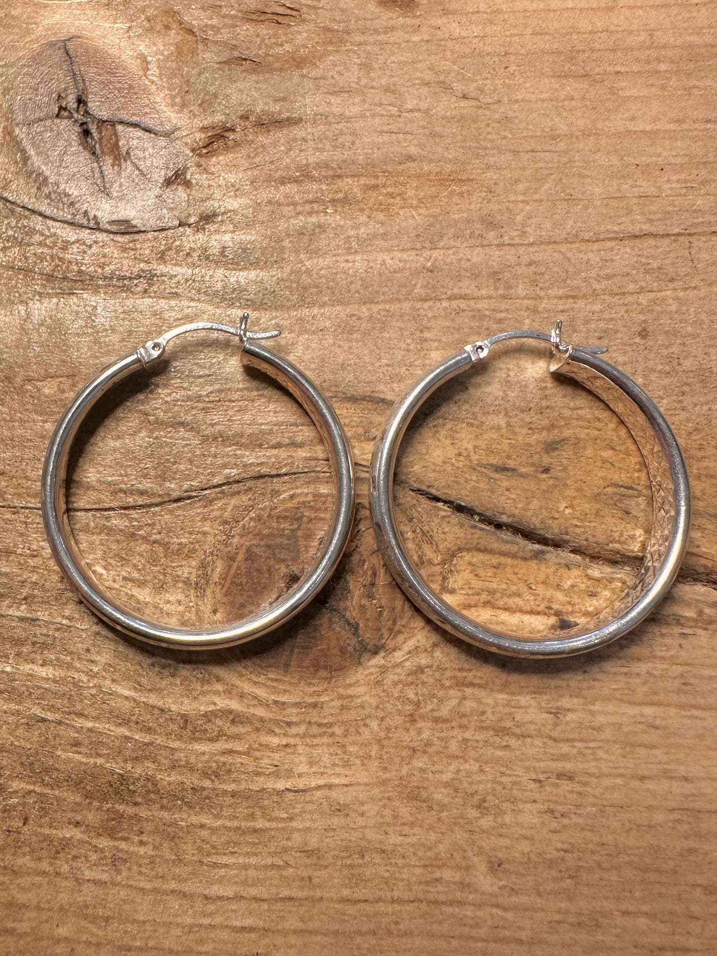 Modern Chunky Textured Hoops 925 Silver Earrings
