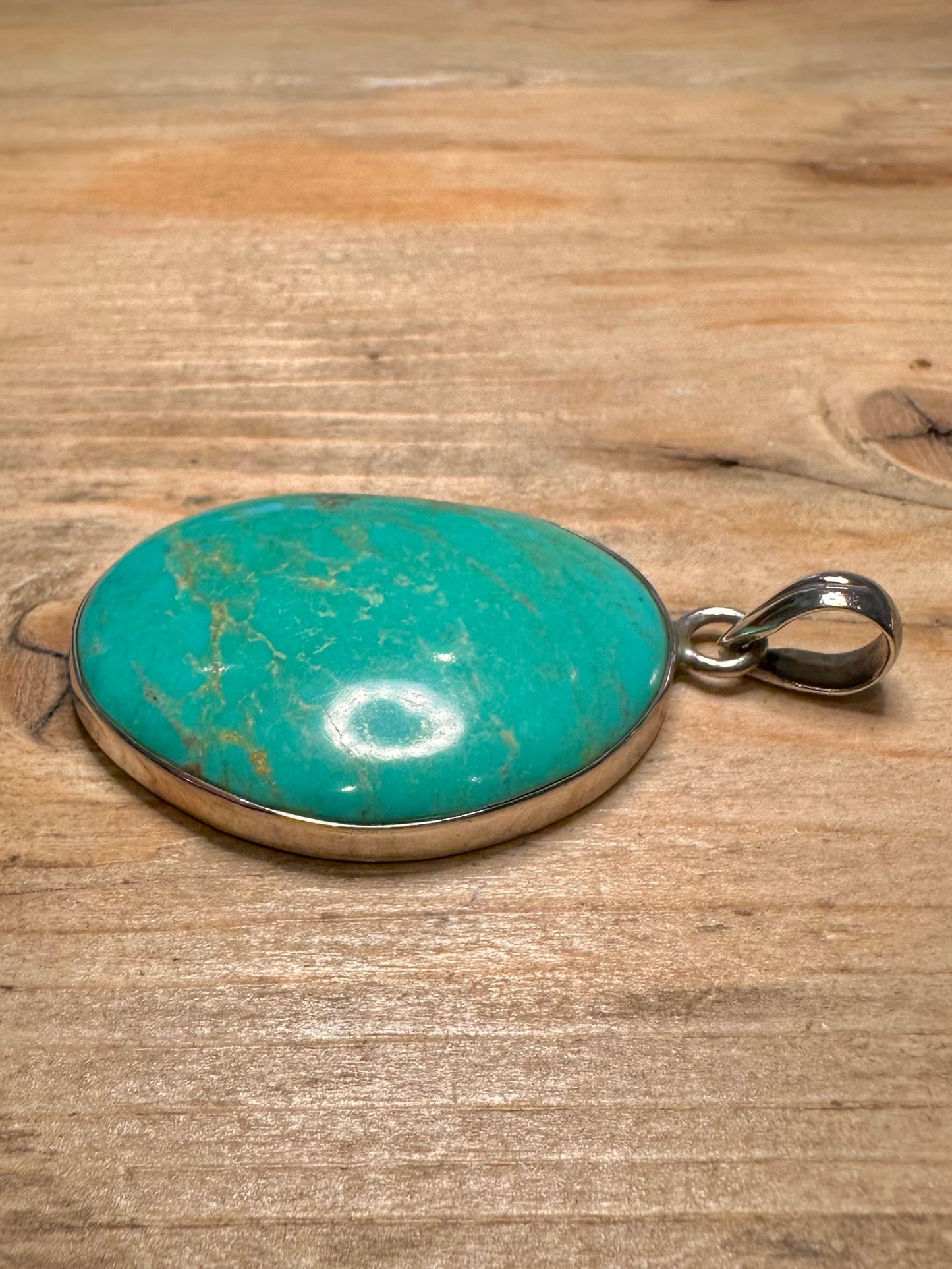 Vintage Large Turquoise 925 Silver Pendant