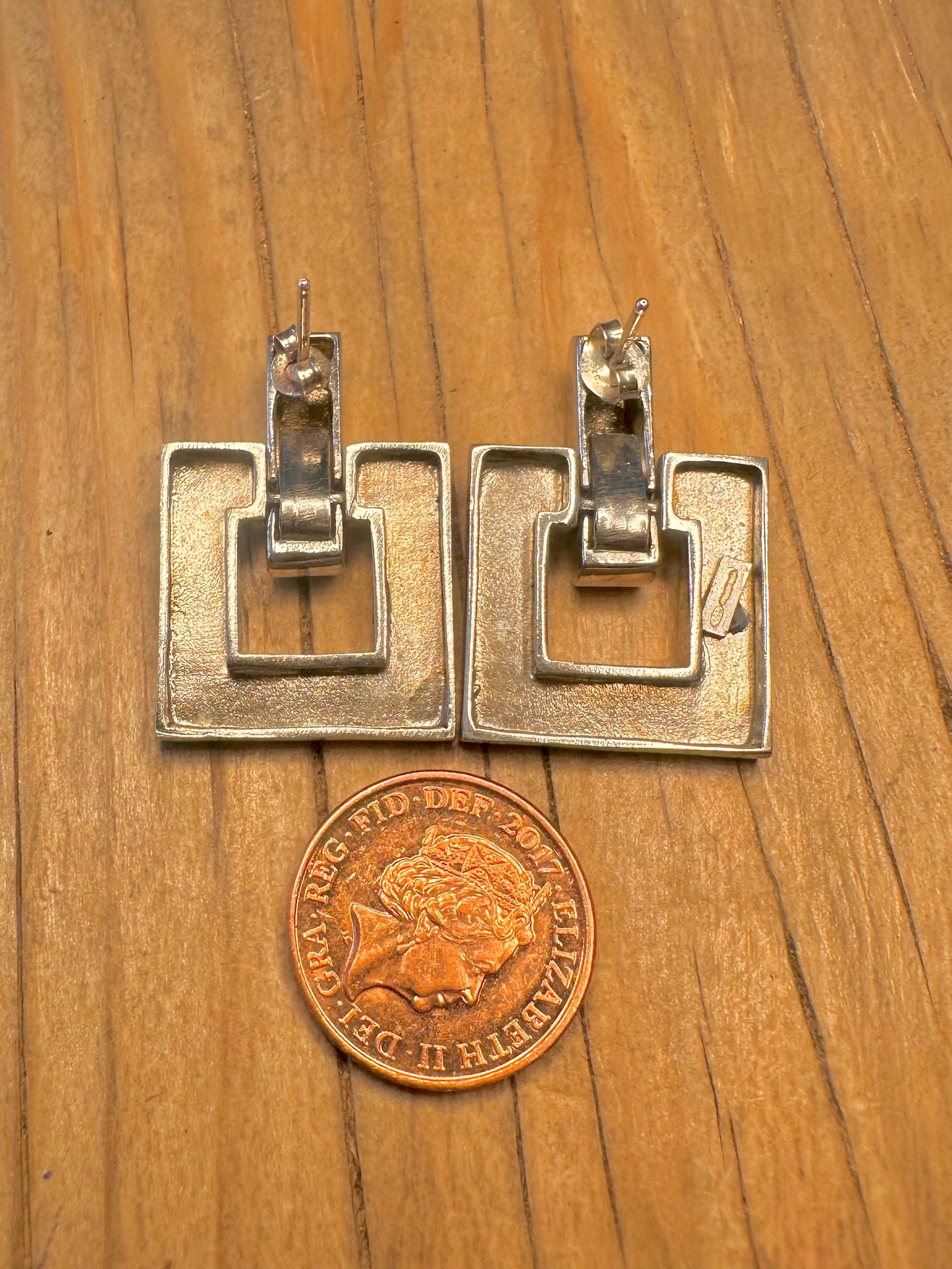Modernist Square 925 Sterling Silver Earrings