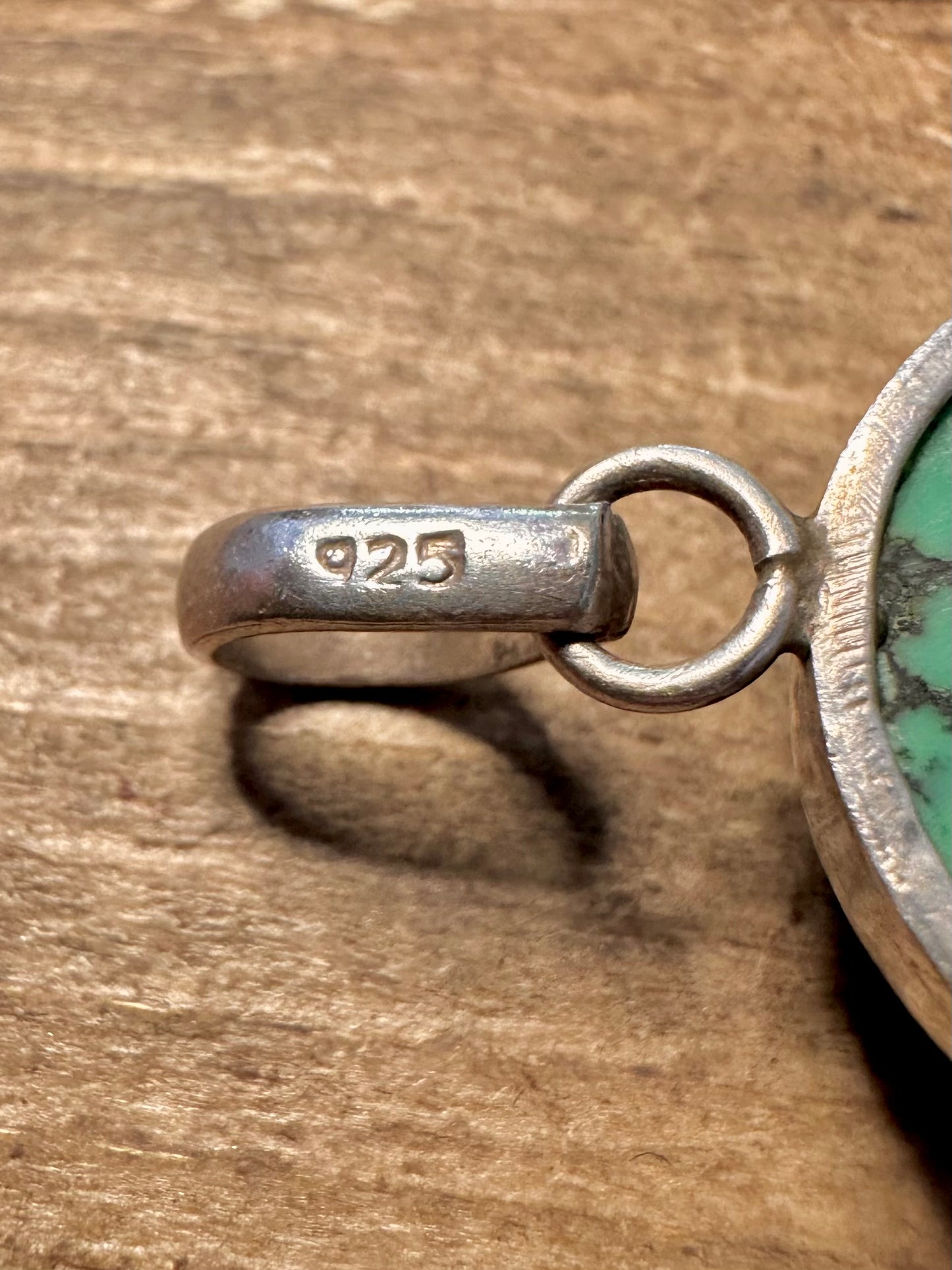 Vintage Raw Turquoise 925 Silver Pendant