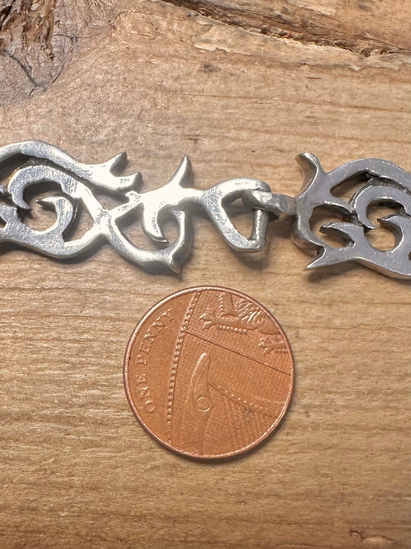 Vintage Tribal Link T Bar Clasp 925 Silver 8.2 inch Bracelet