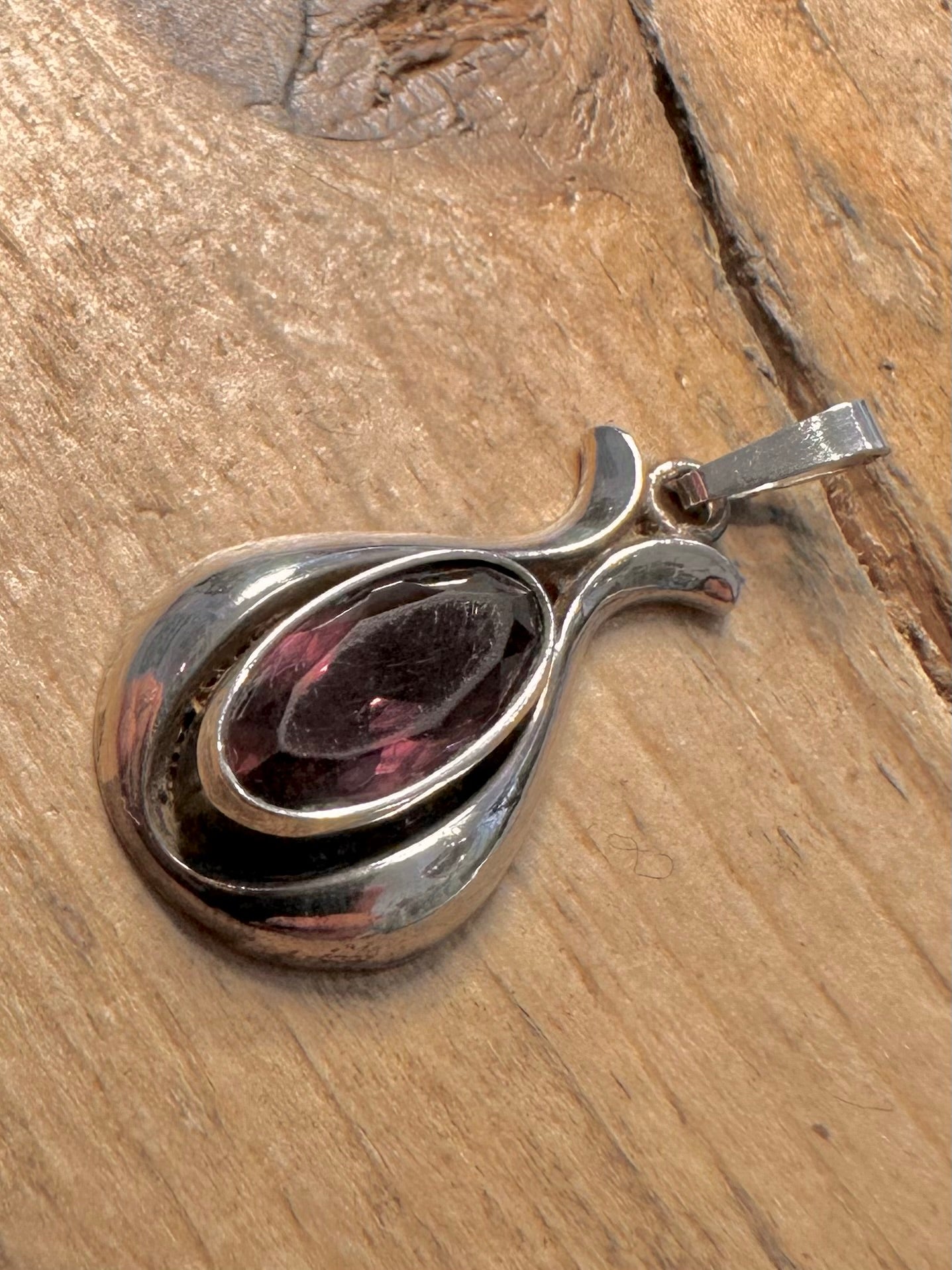 Vintage Purple Stone 925 Silver Pendant