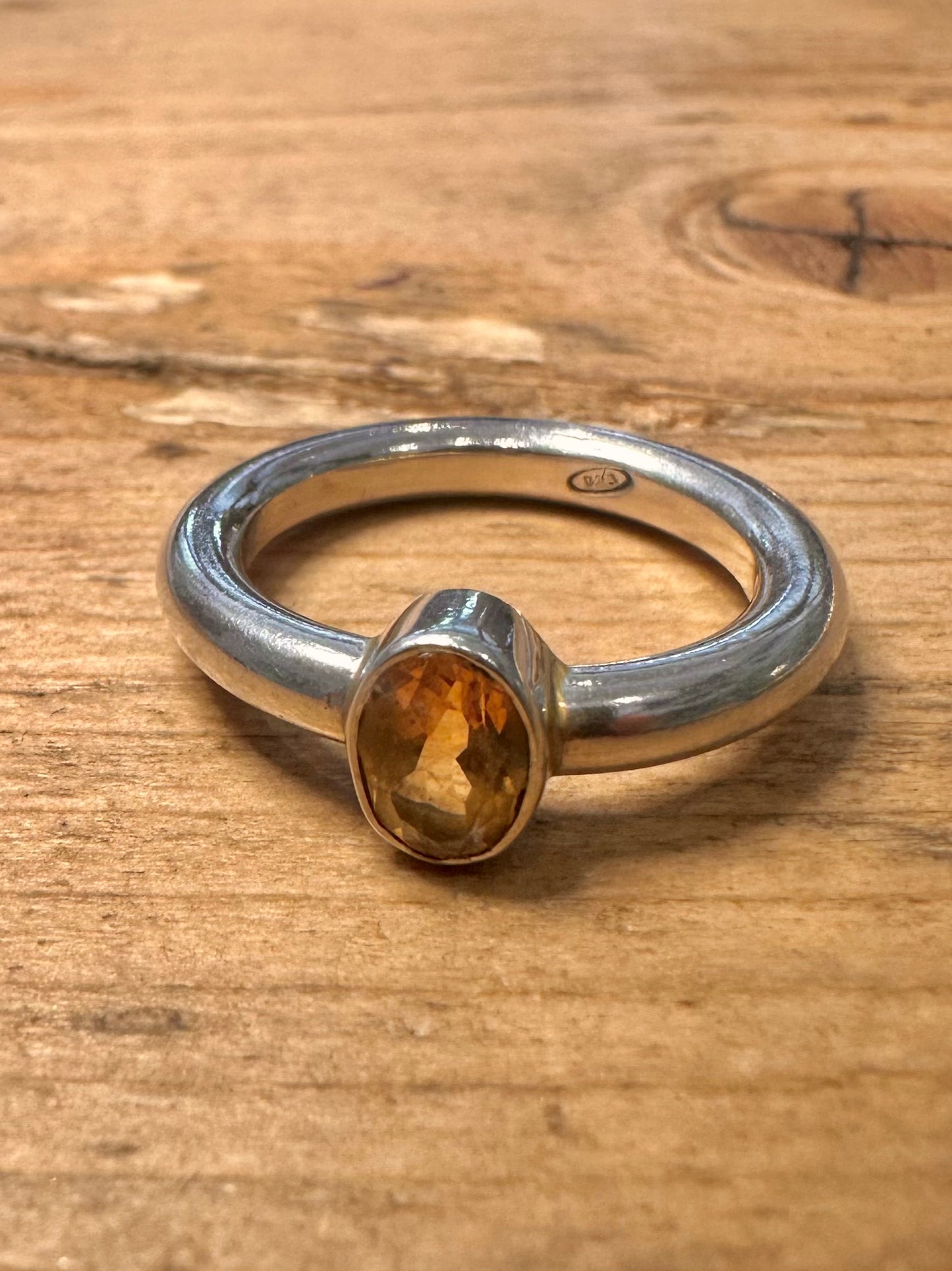Vintage Citrine 925 Silver Size M Ring