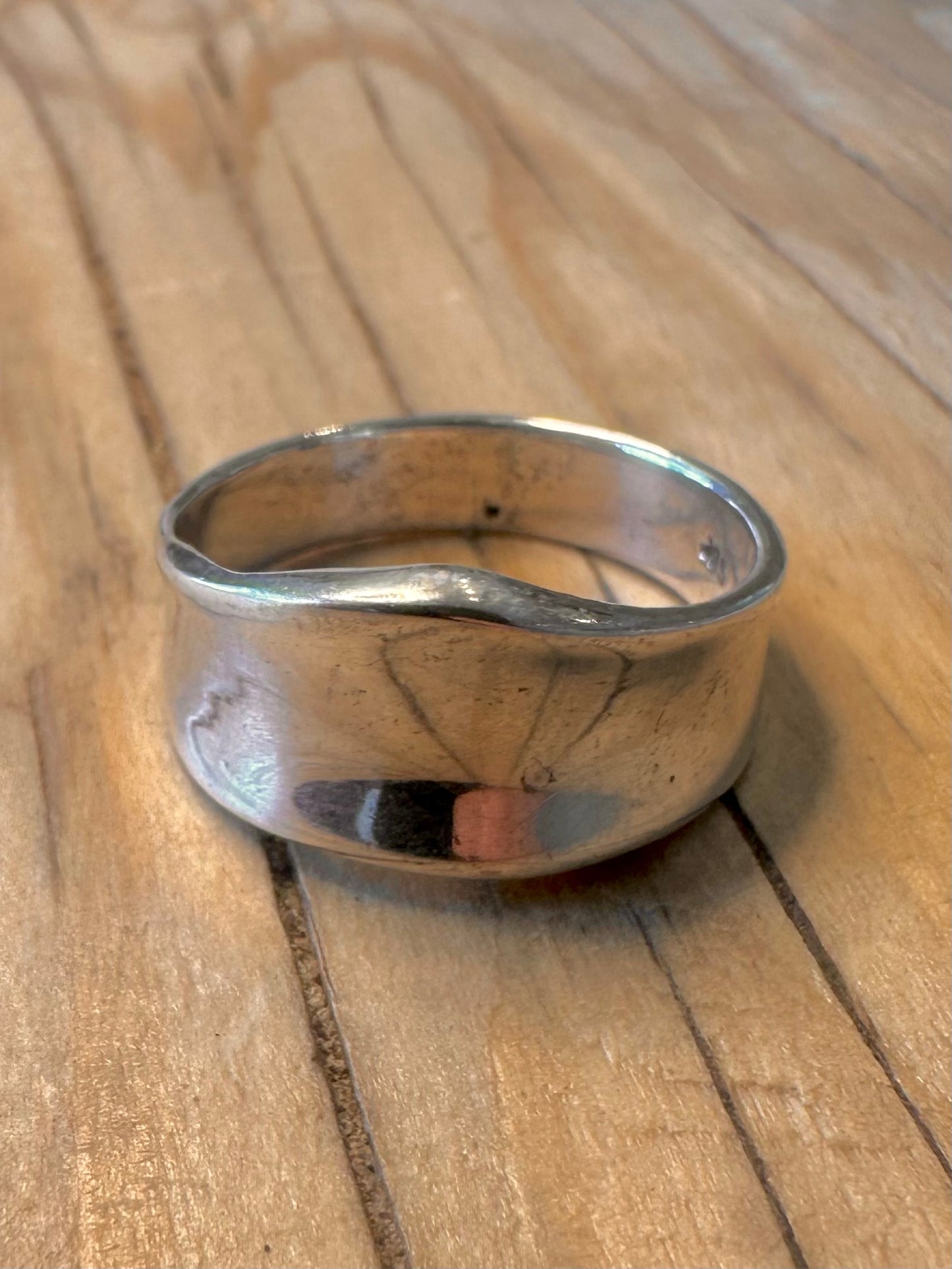Abstract Concave Dome 925 Silver Size U Ring