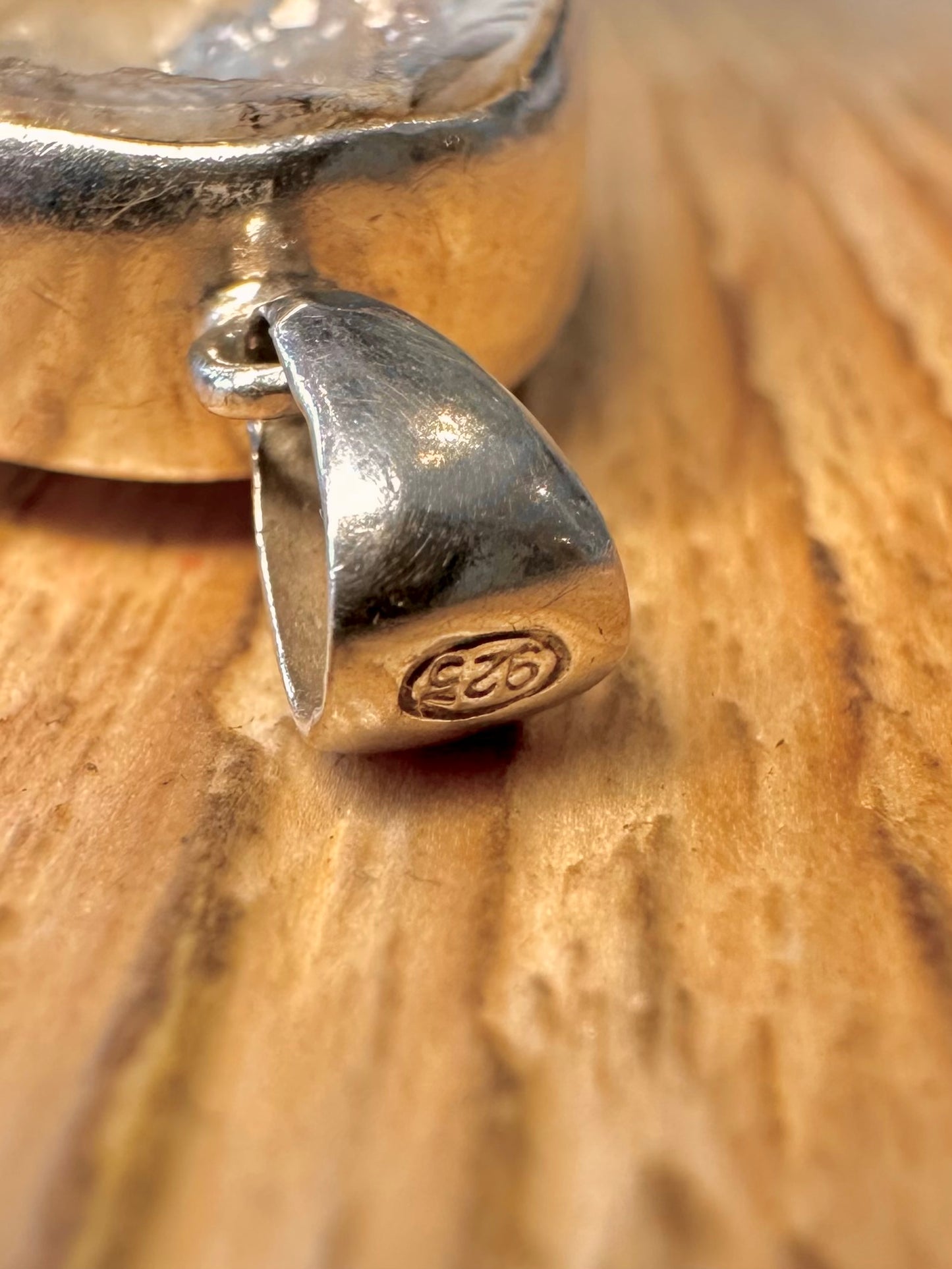 Abstract Druzy Geode Sliced 925 Sterling Silver Pendant