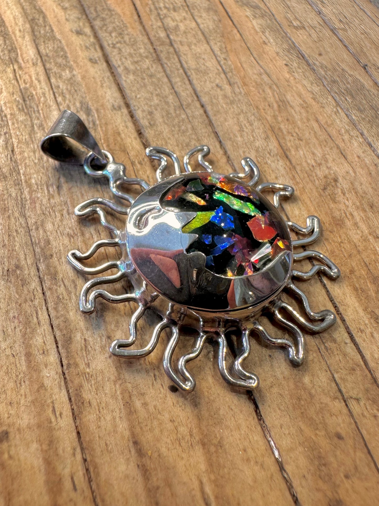 Sonne und Mond Konfetti 925 Sterlingsilber Anhänger