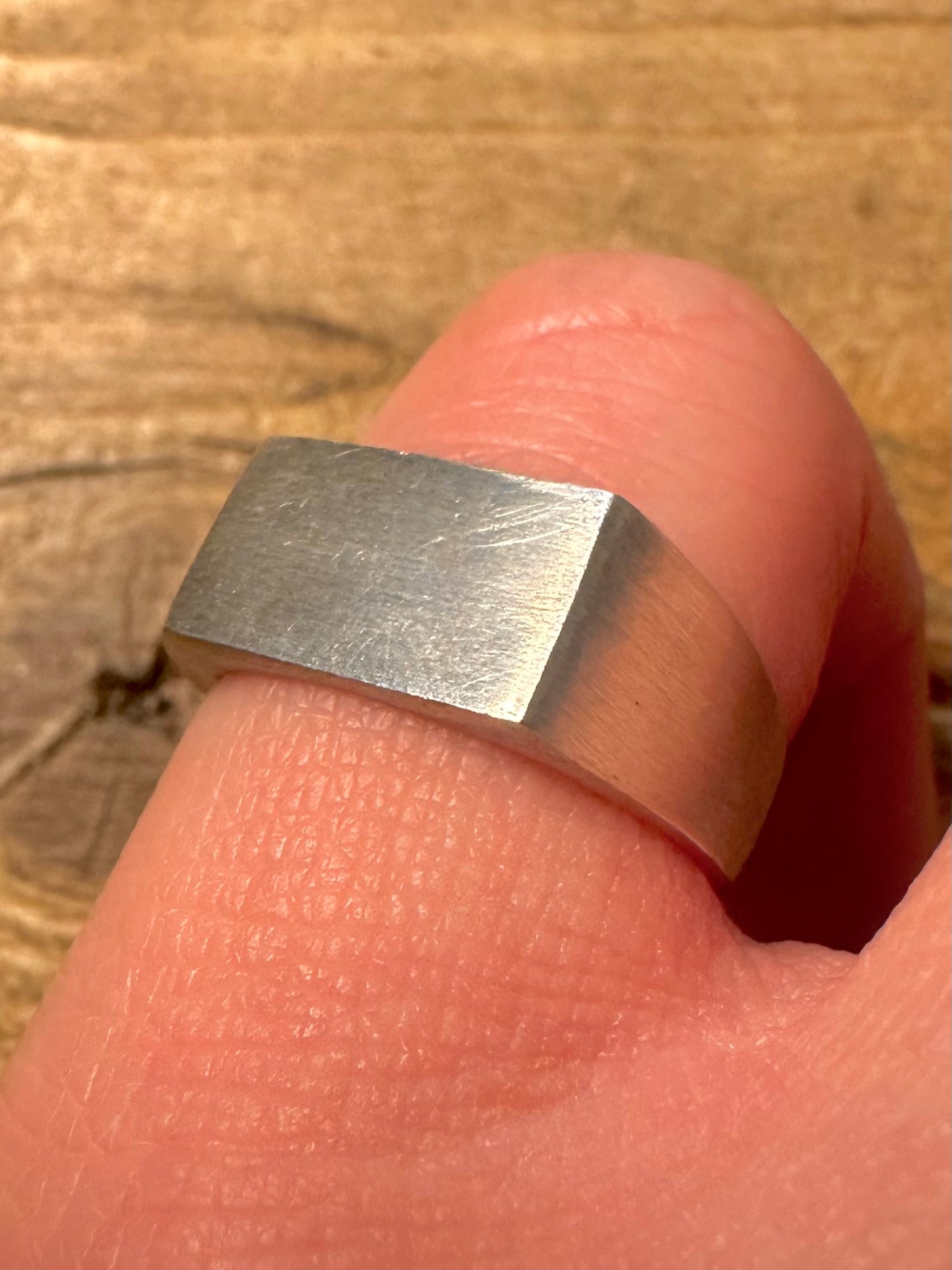 Modern Plain Rectangle Signet 925 Silver Size O Ring