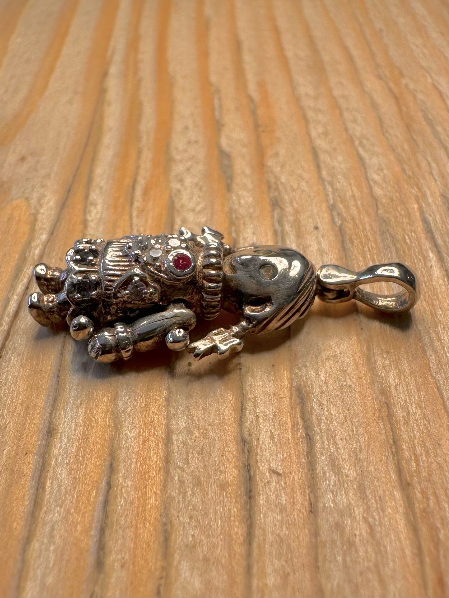 Vintage Articulated Rag Doll Multi Gemstone 925 Silver Charm Pendant