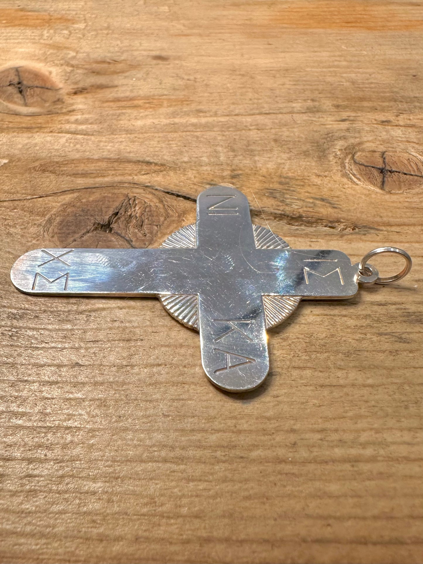 Vintage 1980 Large Cross Engraved 925 Silver Pendant