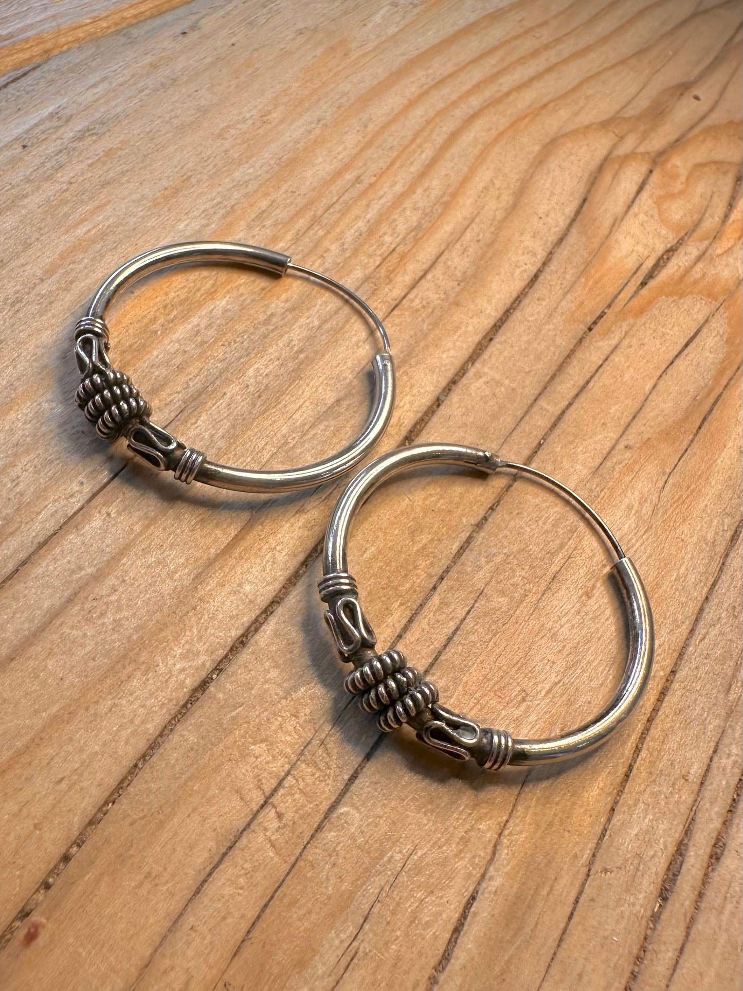 Vintage Tribal Hoops 925 Silver Earrings