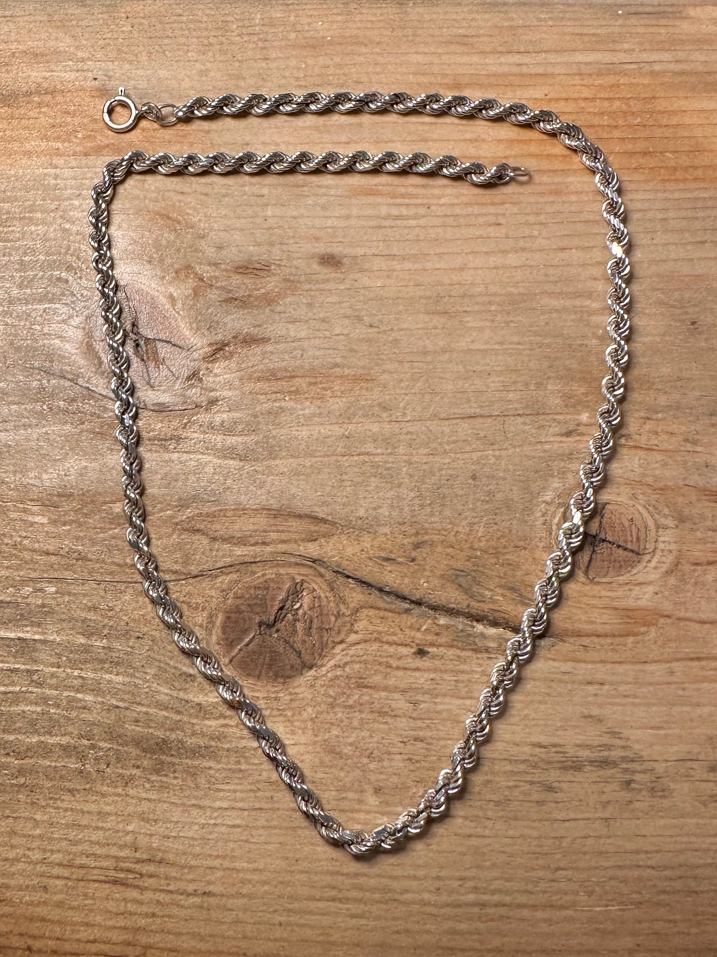 Vintage Rope Chain 925 Silver 19.5 inch Neckace
