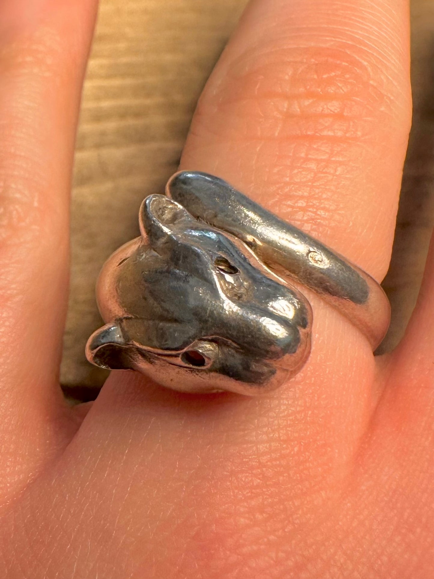 Vintage Panther 925 Silver Size Q Ring
