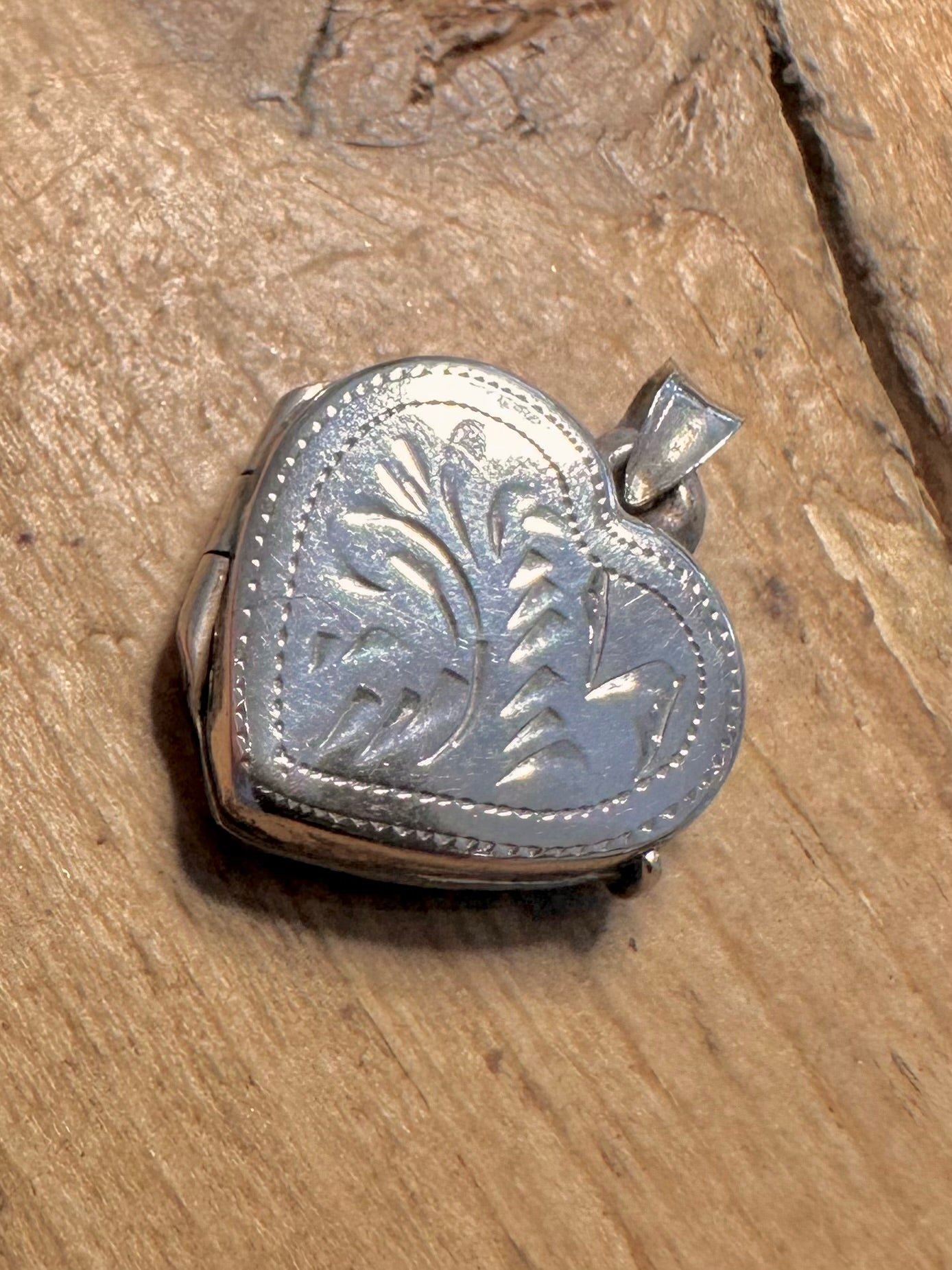 Vintage Engraved Heart Shaped 925 Silver Locket Pendant