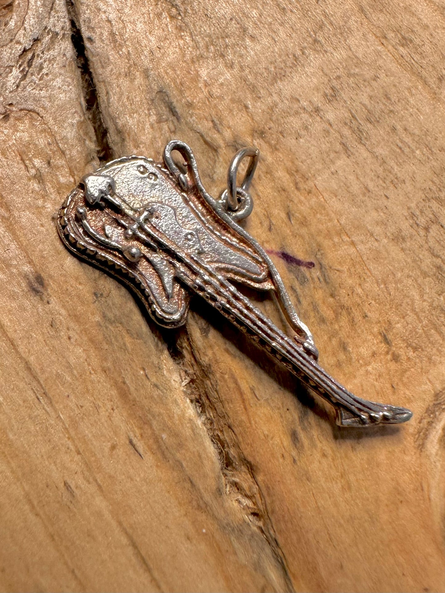 Vintage Guitar Charm 925 Silver Pendant