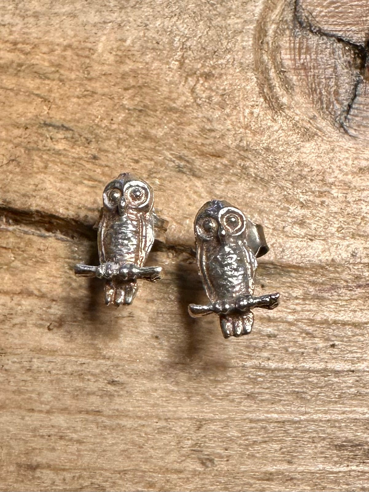 Vintage Owl Stud 925 Silver Earrings