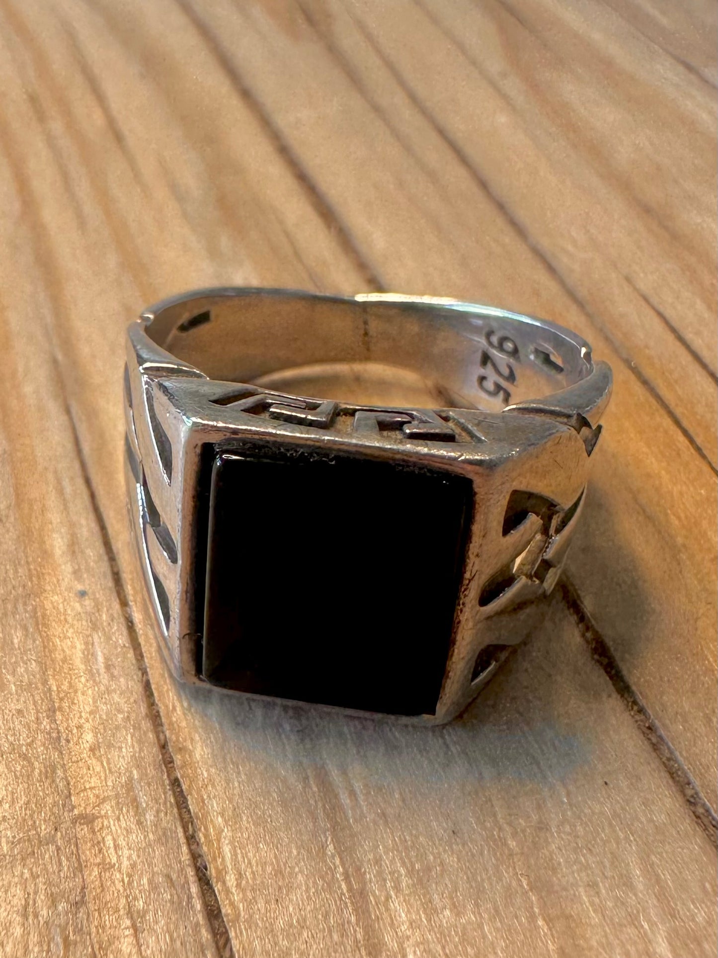 Vintage Onyx Signet 925 Silver Size U Ring