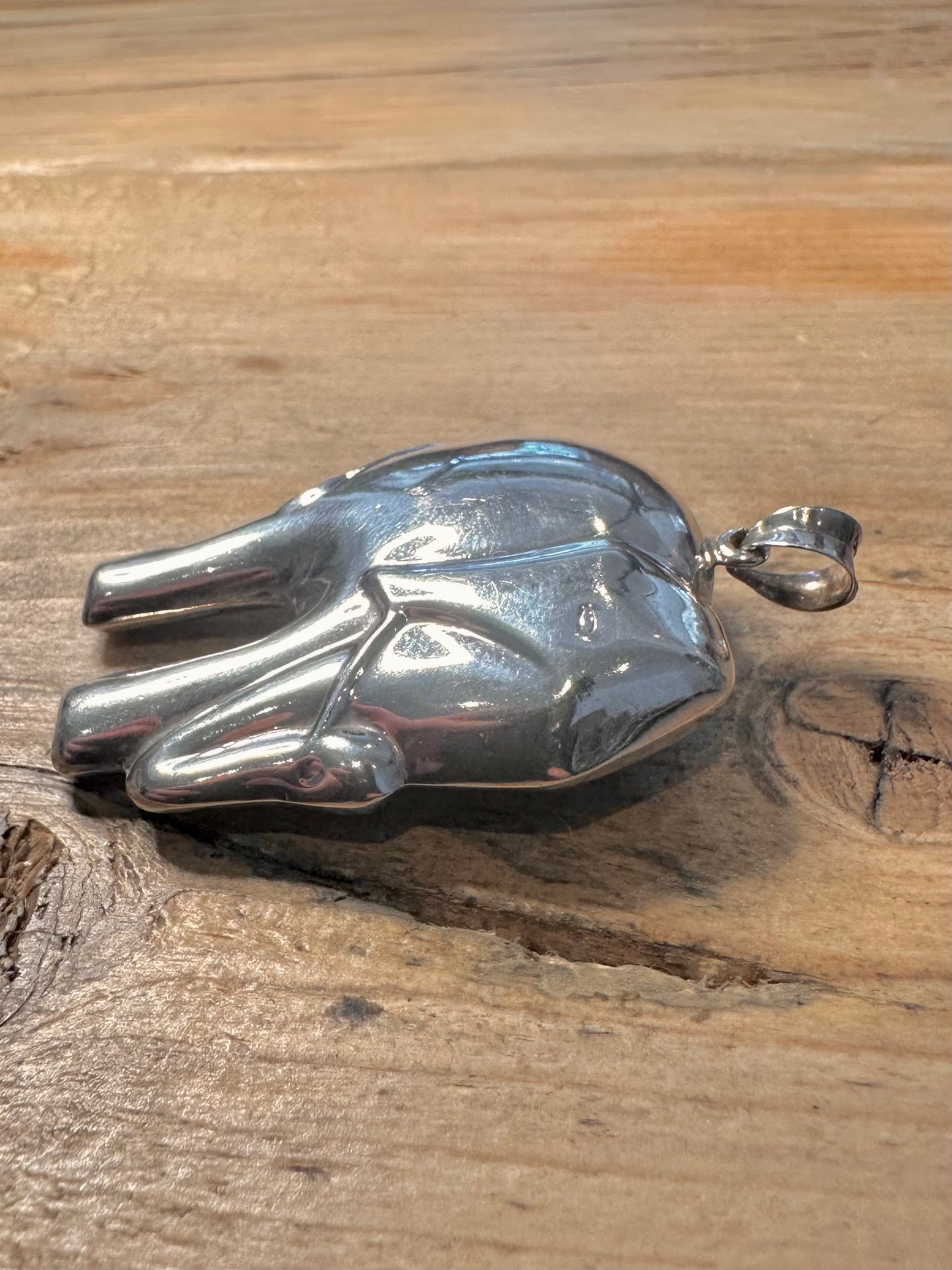 Vintage Chunky Elephant 925 Silver Pendant