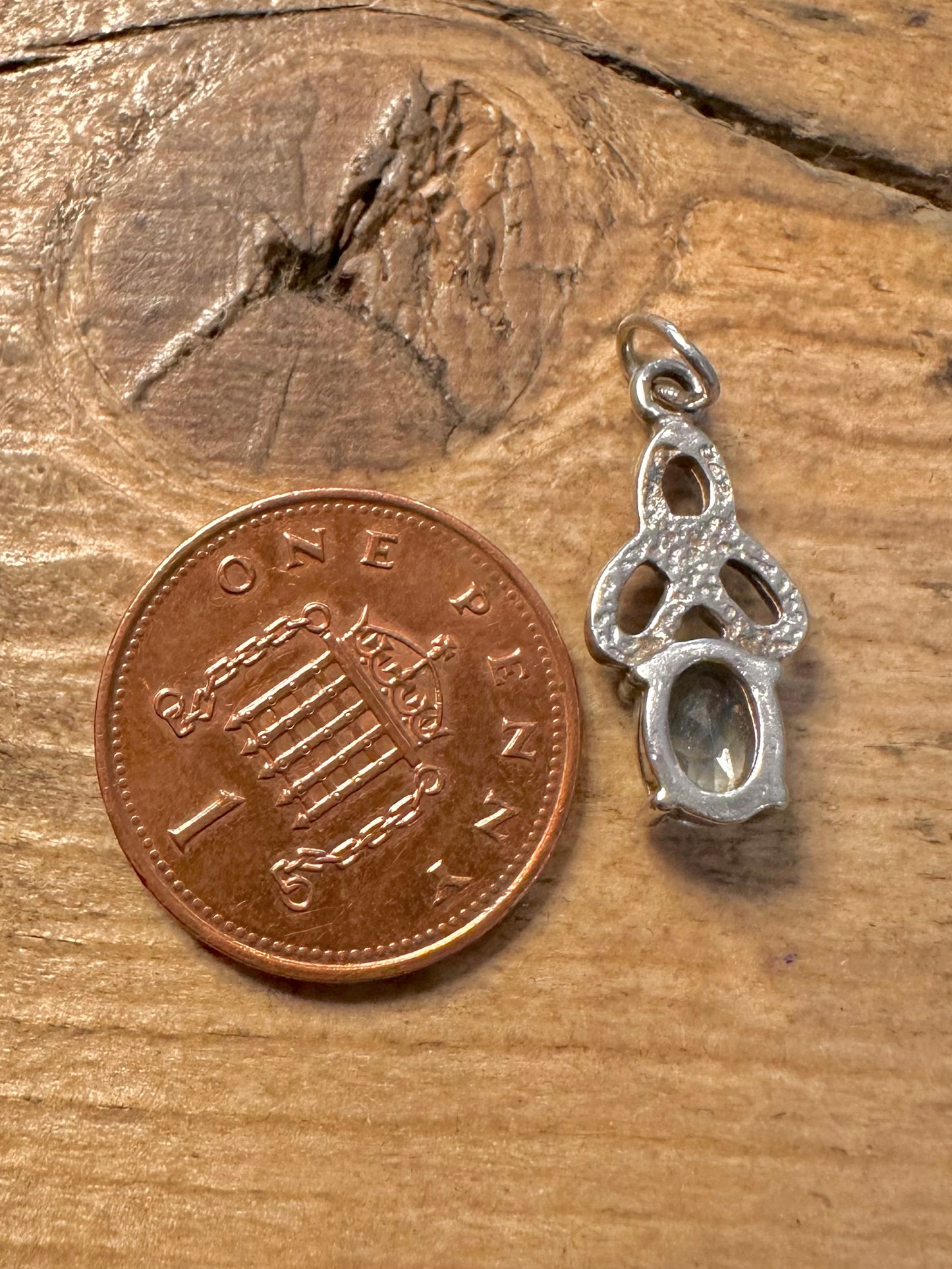 Vintage Blue Topaz Celtic 925 Silver Pendant