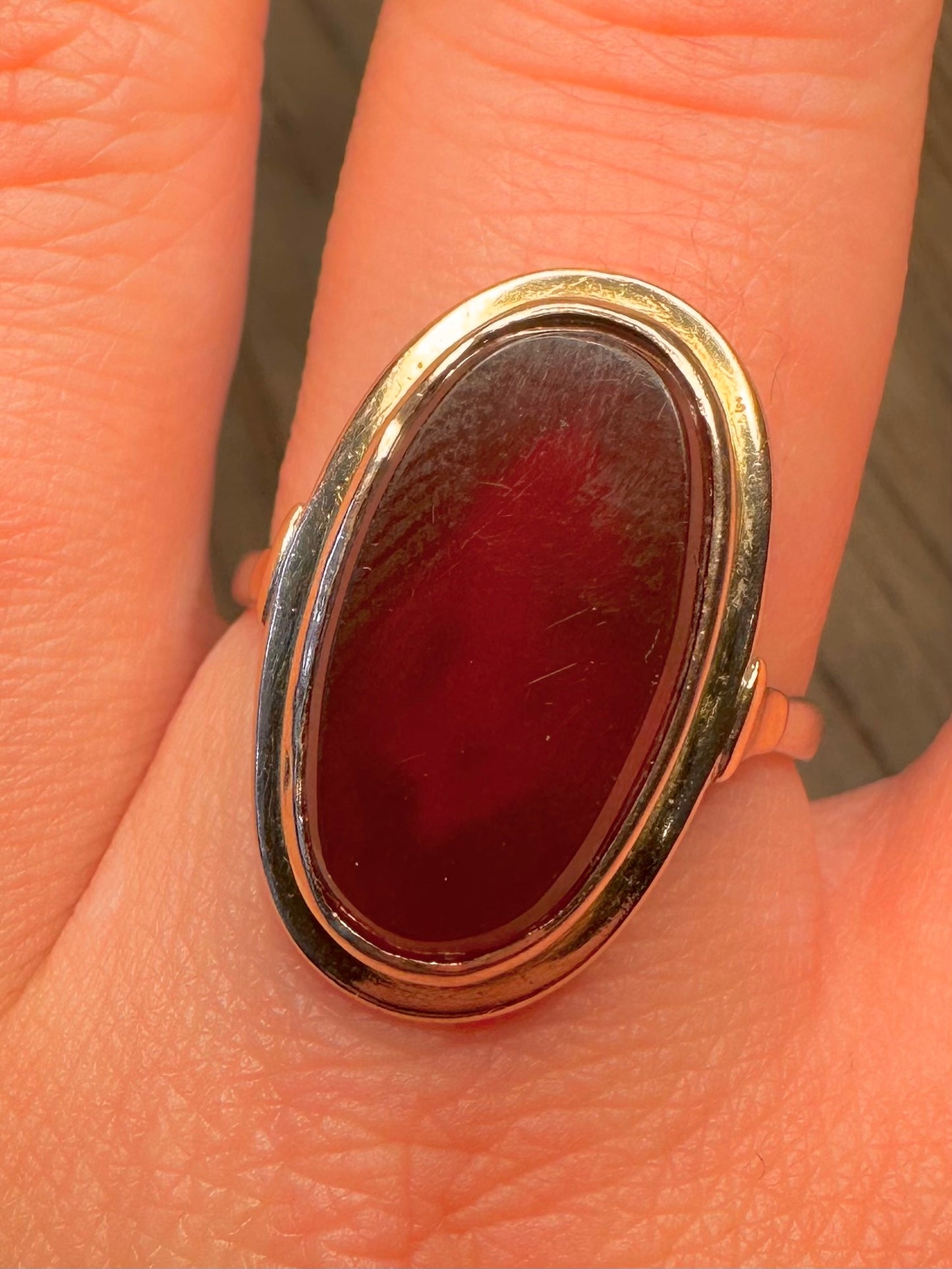 Vintage Oval Carnelian Gold on 925 Sterling Silver Size W Ring