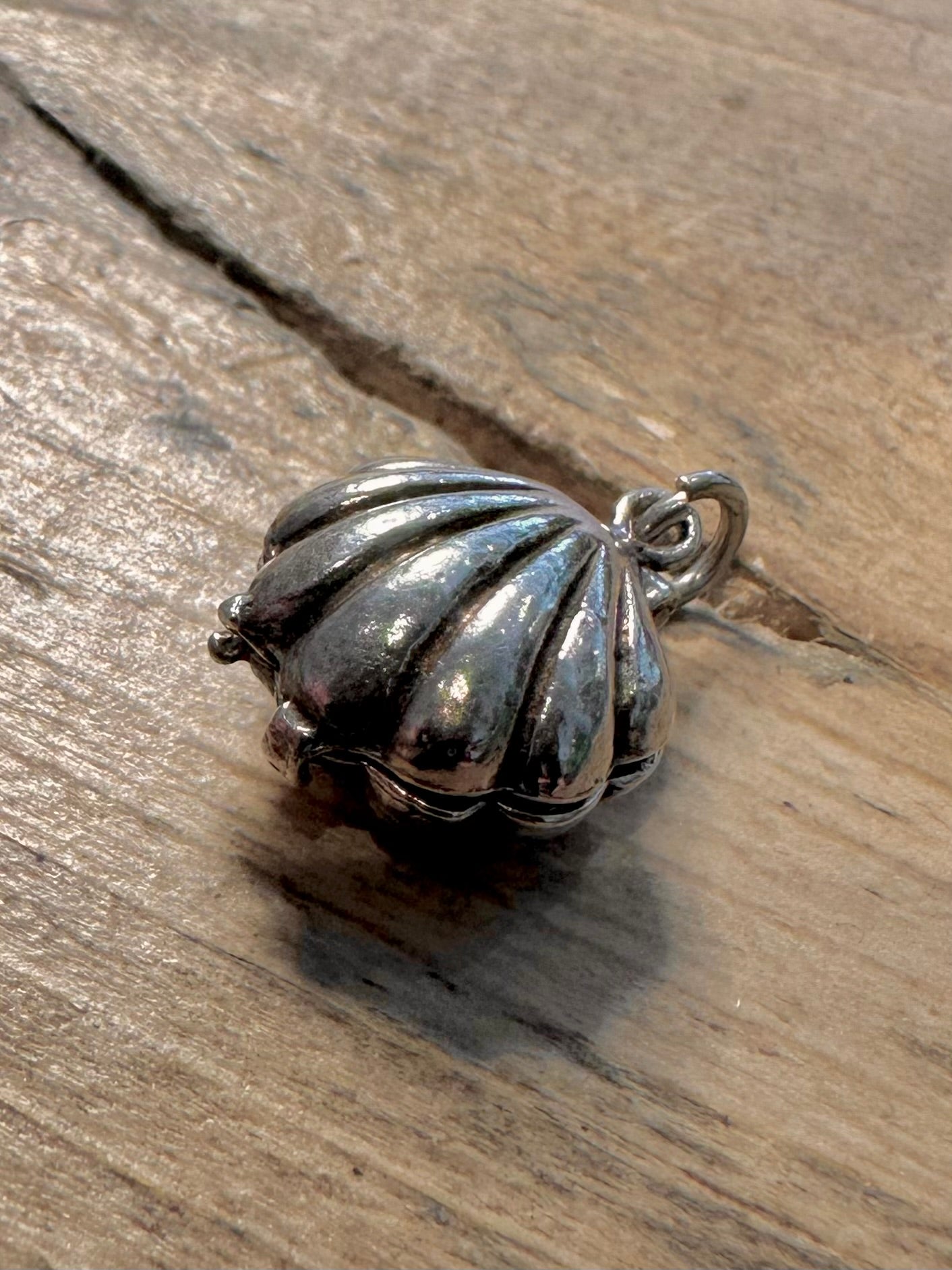 Vintage Shell with Pearl 925 Silver Charm Pendant