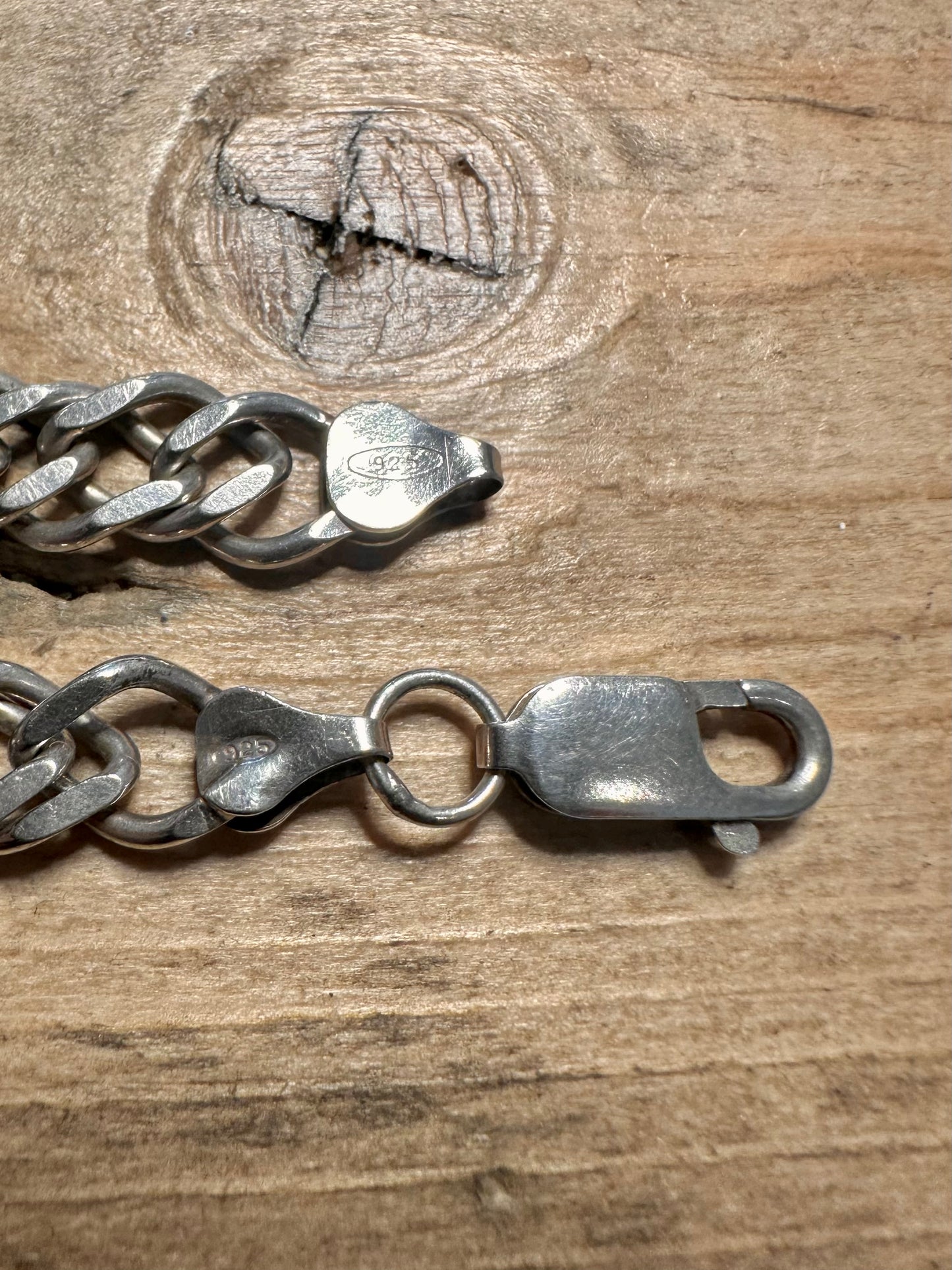 Vintage Double Link Curb Chain 925 Silver 7.5 inch Bracelet