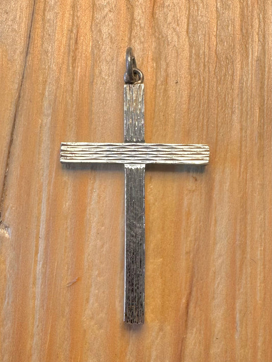 Vintage Textured Cross 925 Silver Pendant