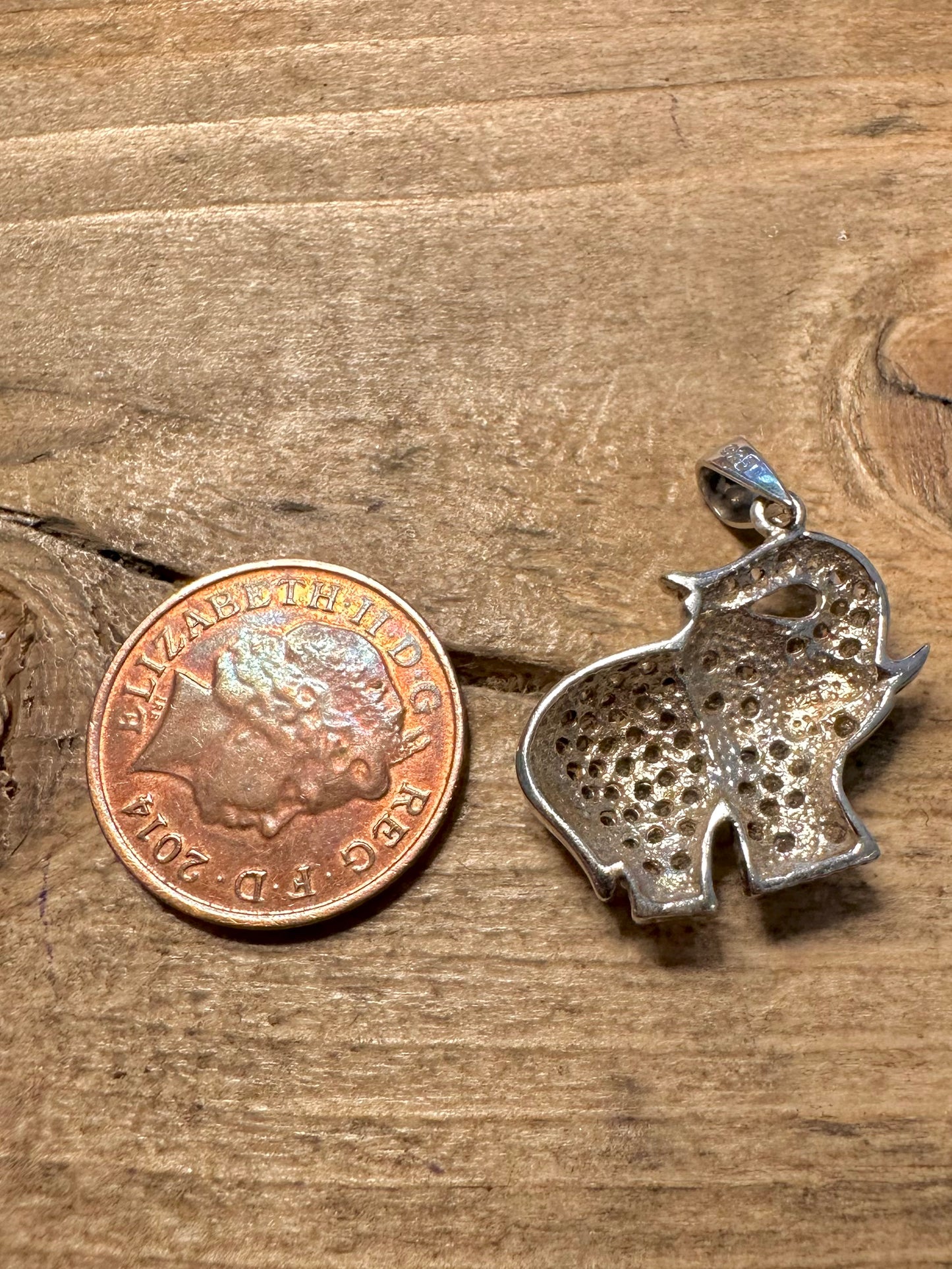Modern CZ Stone Elephant 925 Silver Pendant