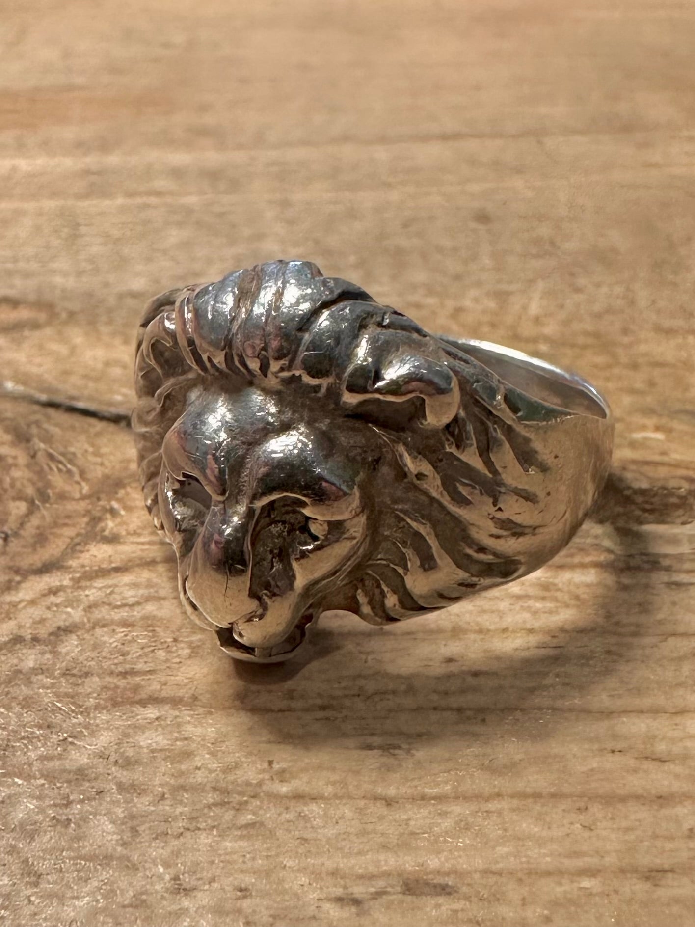Vintage Lion Head 925 Silver Size R Ring