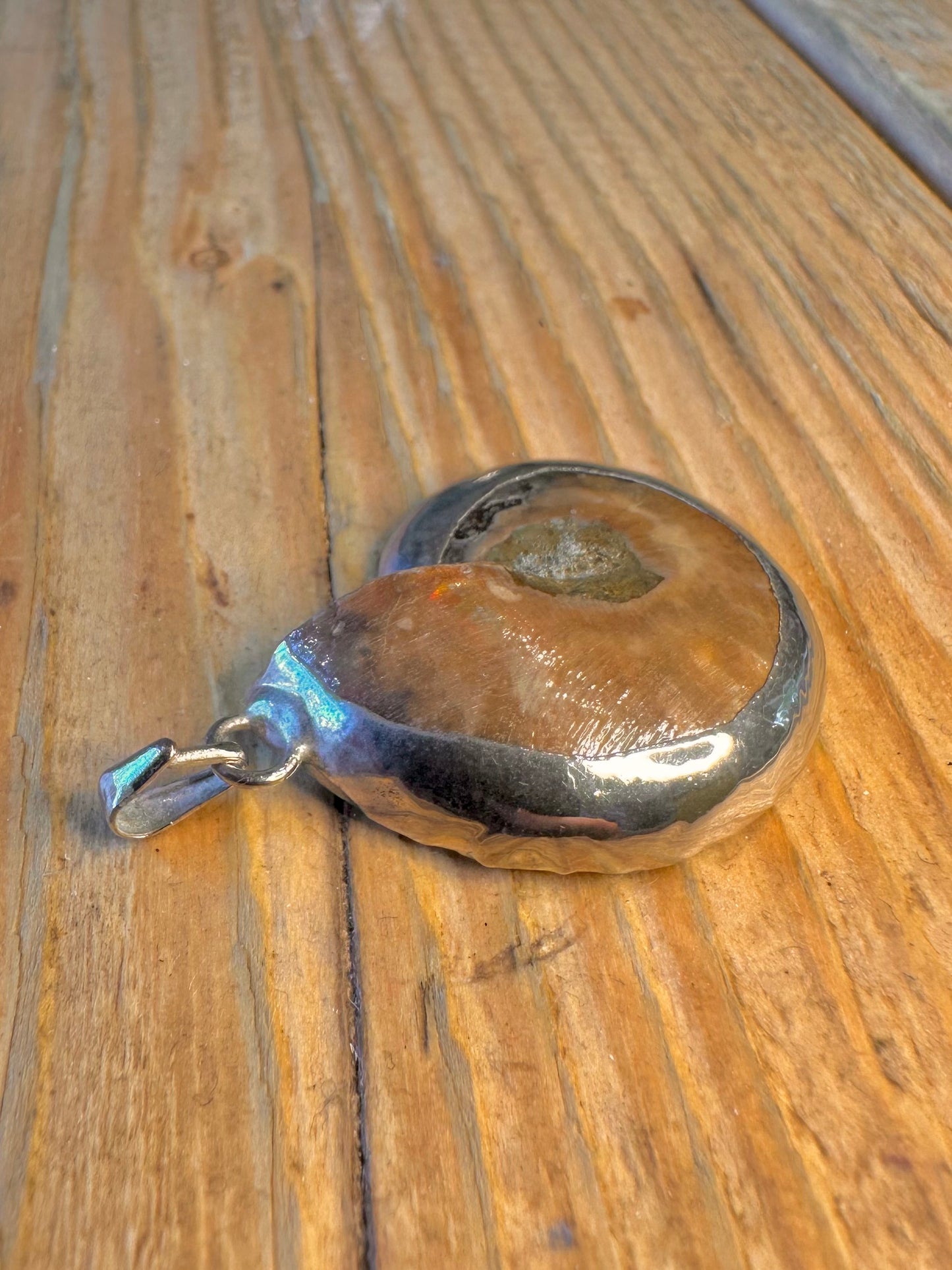 Ammonite with Silver Mount 925 Sterling Silver Pendant