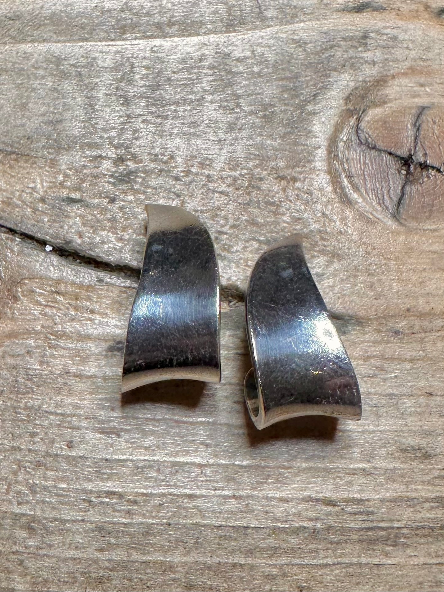 Abstract Curved Half Hoop 925 Silver Earrings
