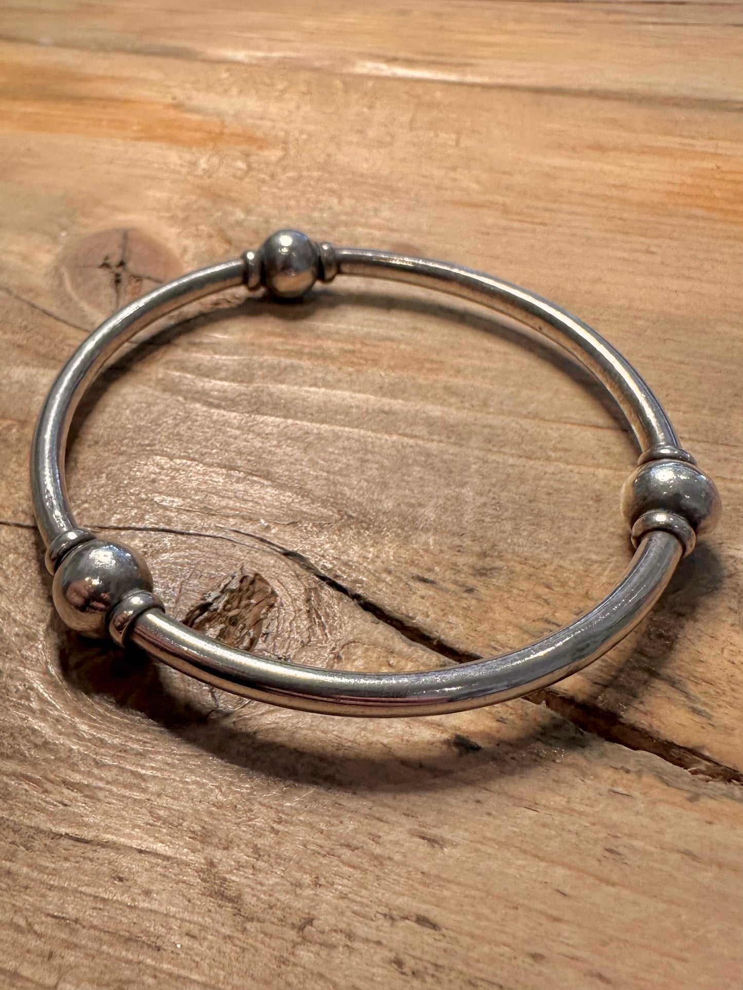 Vintage Three Ball 925 Silver Bangle