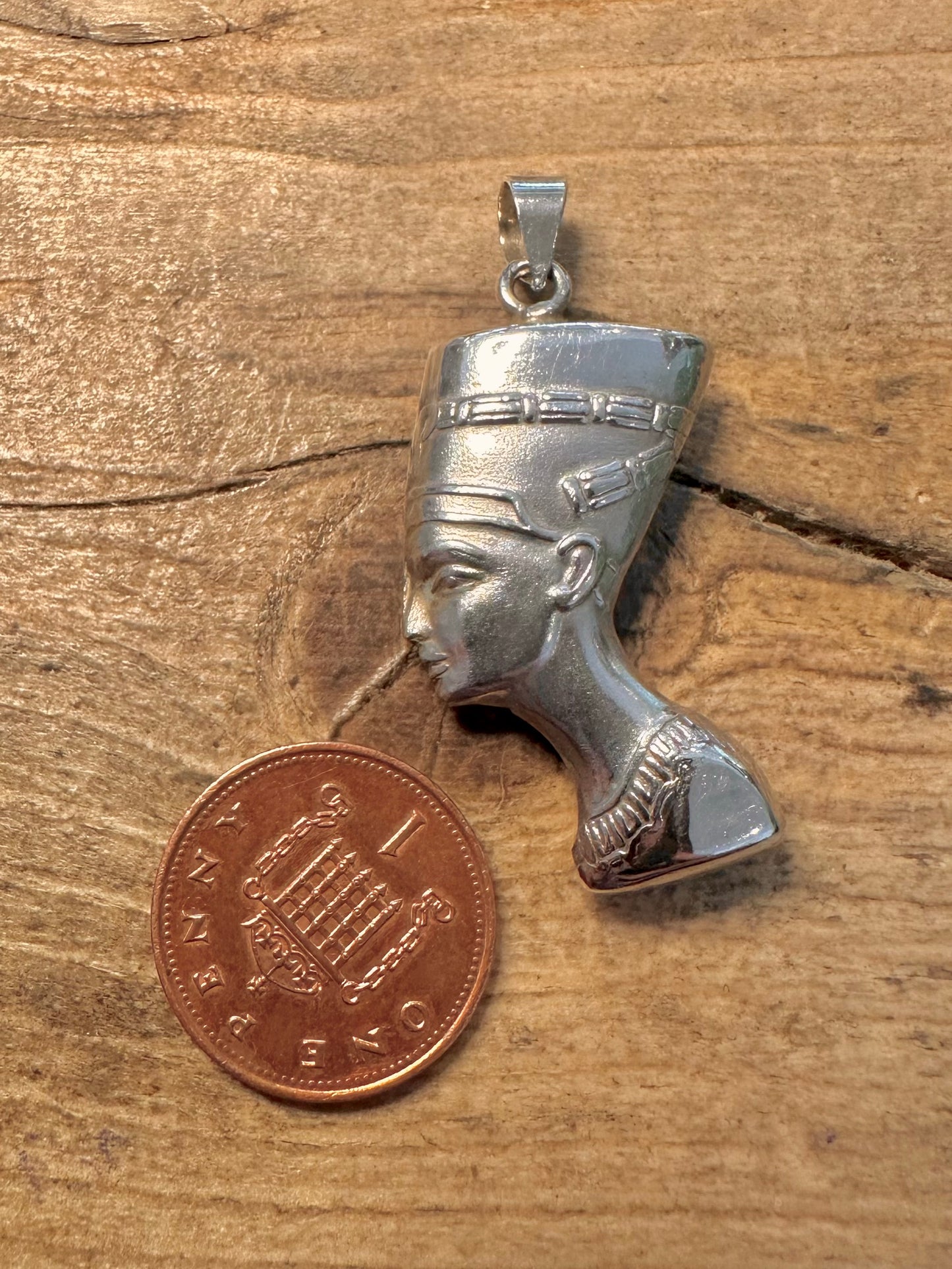 Vintage Egyptian Nefertiti Head 925 Silver Pendant