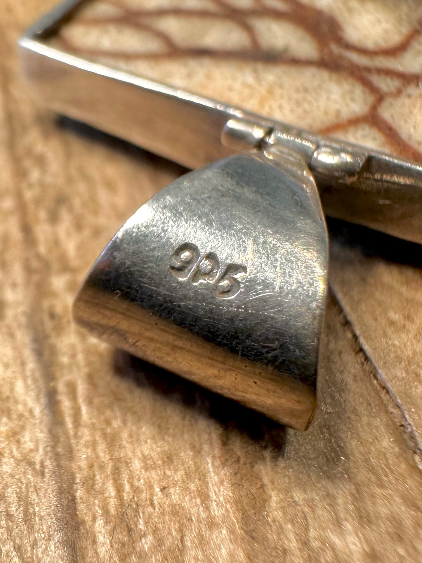 Vintage Square Shell 925 Sterling Silver Pendant