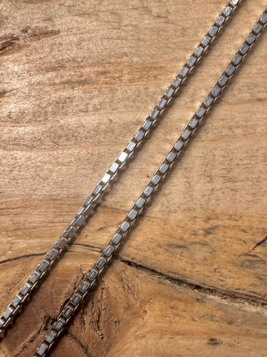Vintage Box Chain 925 Silver 18 inch Necklace