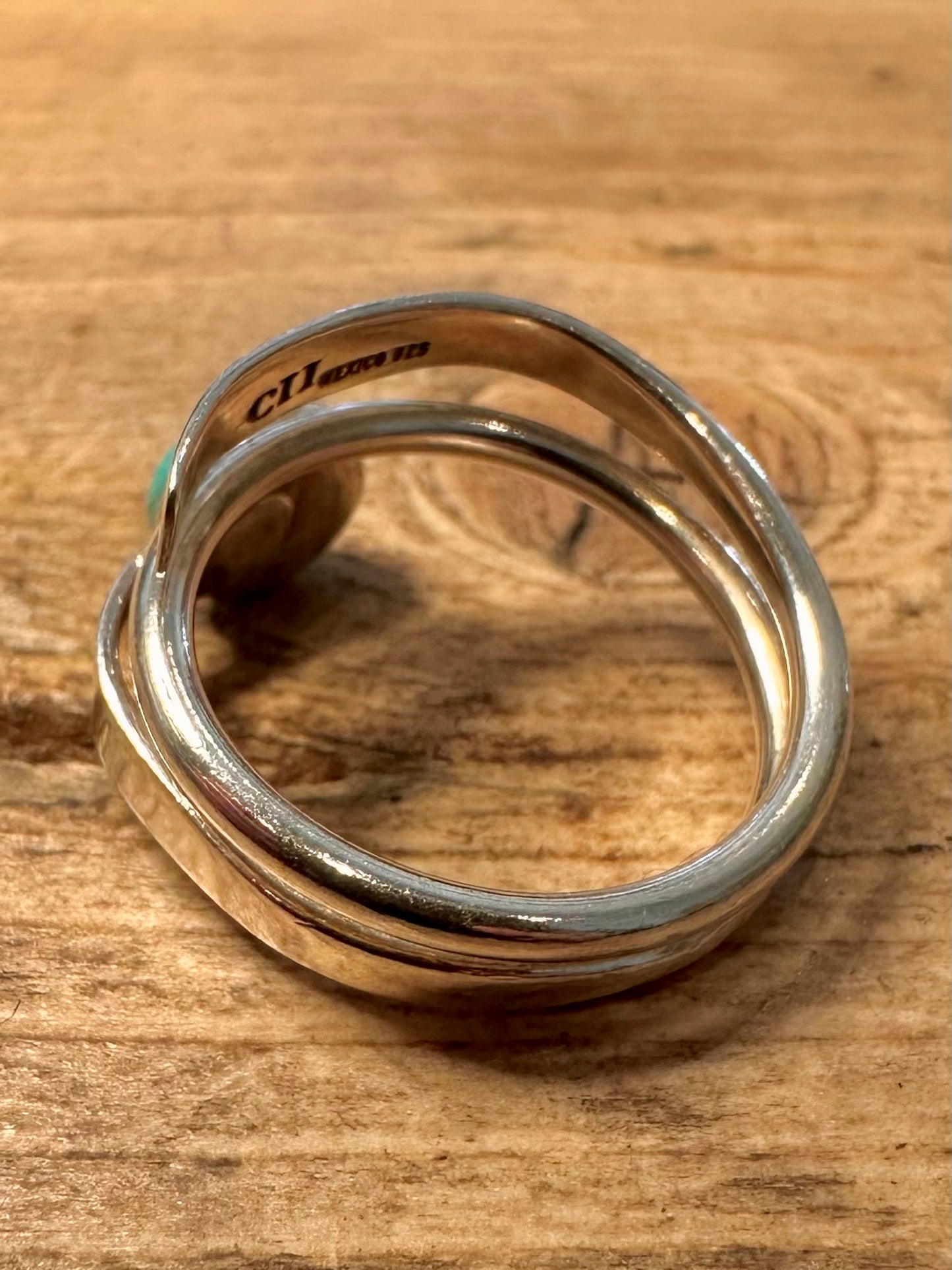 Abstract Layer Turquoise 925 Silver Size T1/2 Ring