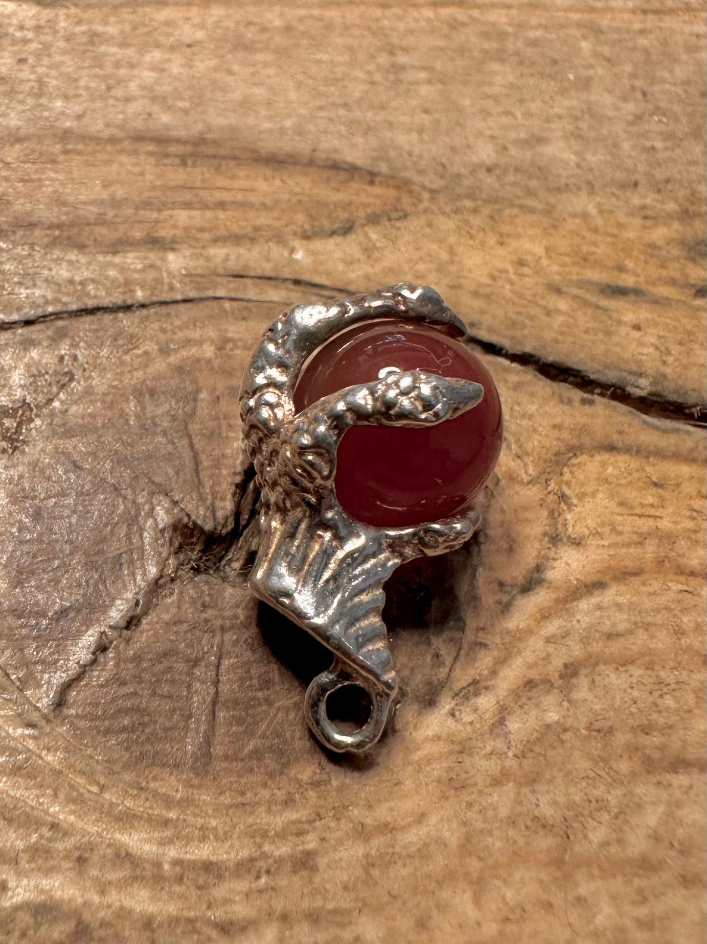 Vintage Claw Carnelian Ball 925 Silver Charm Pendant