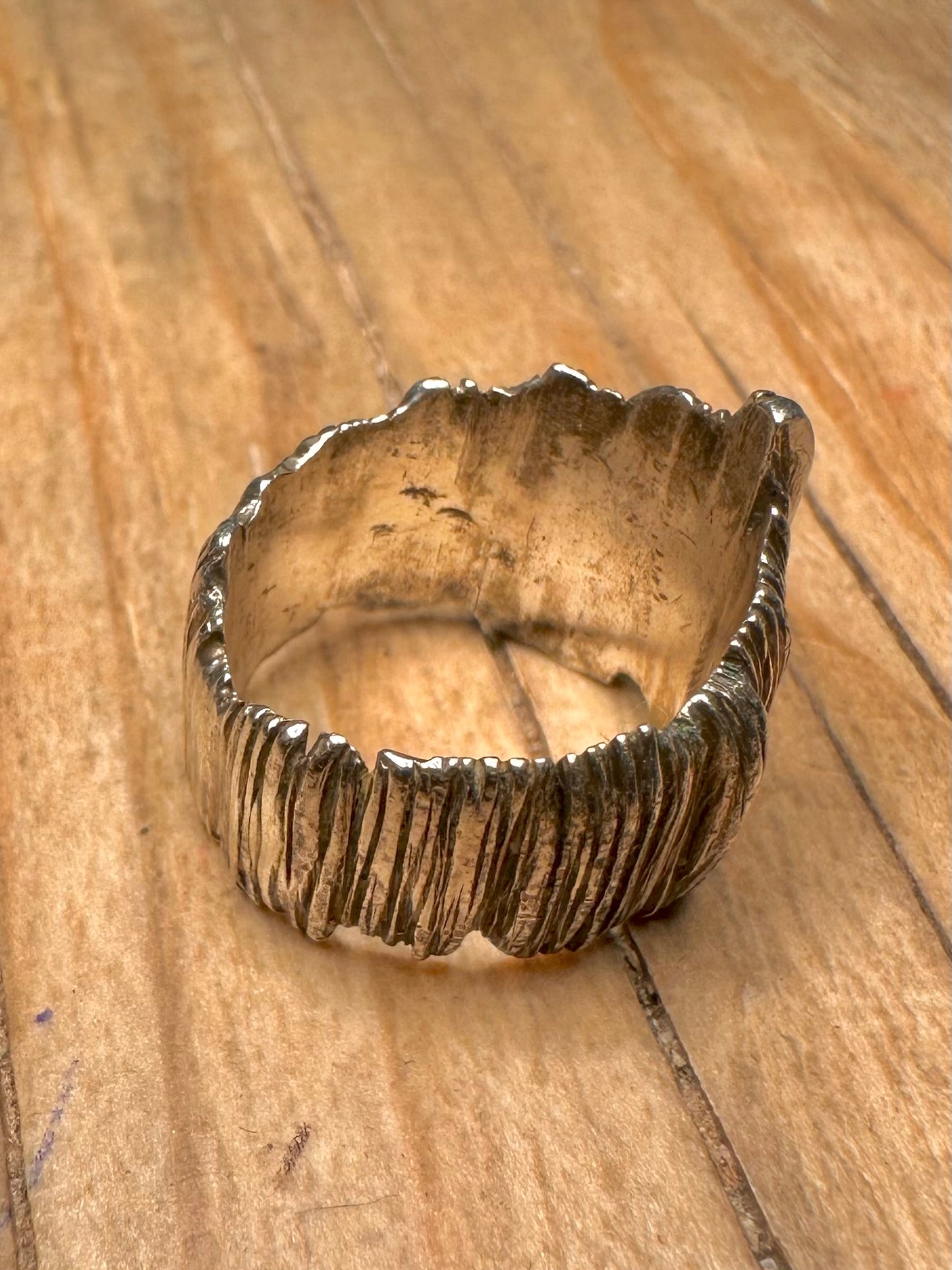 Brutalist Textured 925 Sterling Silver Size j1/2 Ring