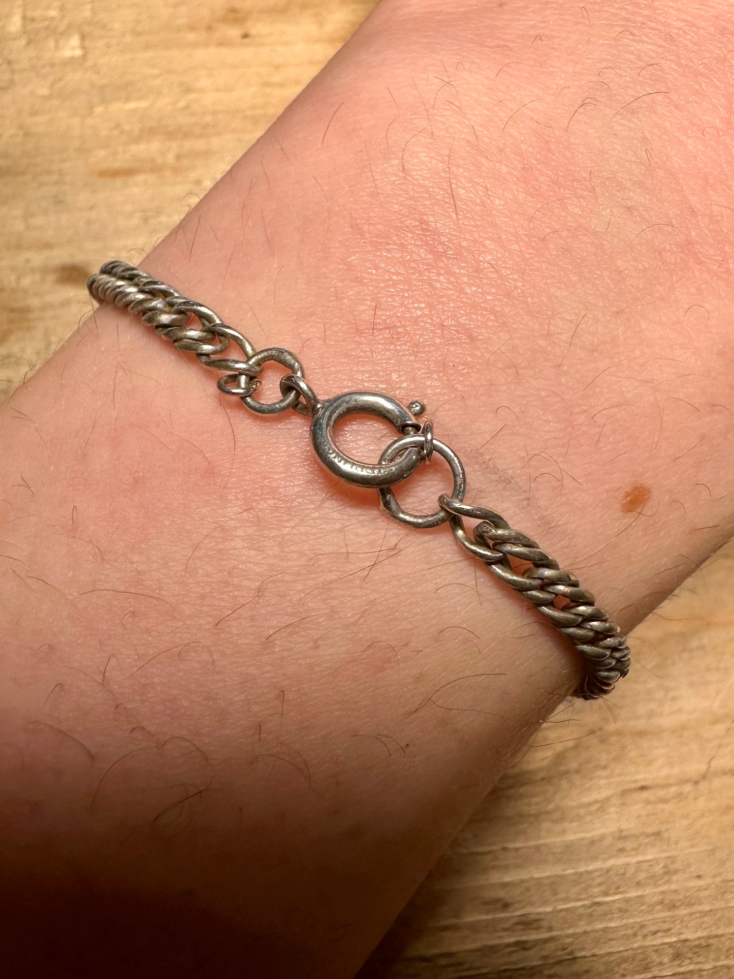 Vintage Curb Chain 925 Silver 7.2 inch Bracelet