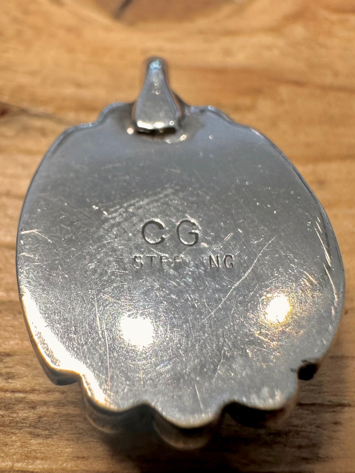 Vintage Native American Turquoise Maker CG 925 Silver Pendant