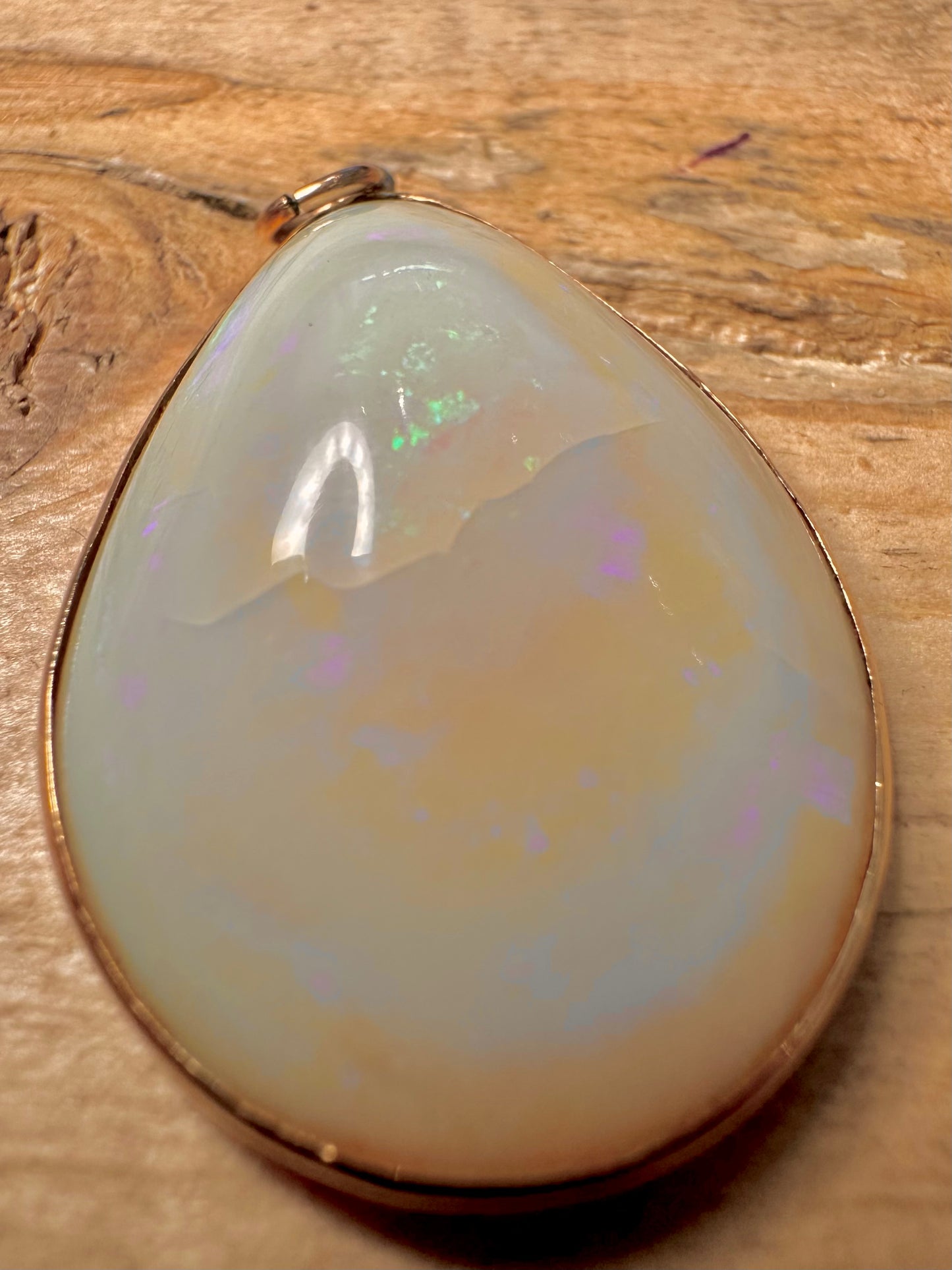 Vintage 9ct Gold Natural Opal Pear Drop Pendant