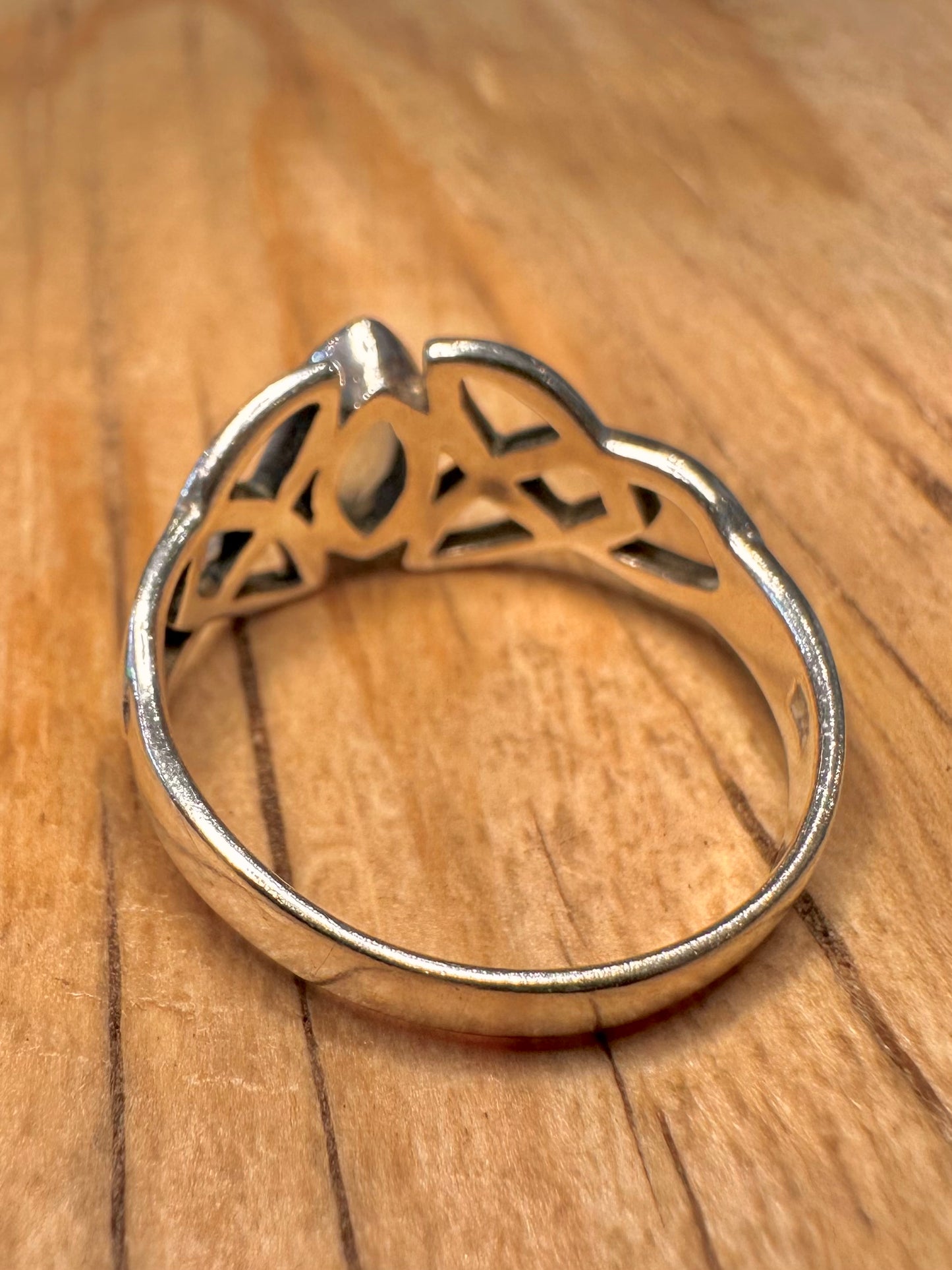 Vintage Blue Stone Celtic 925 Sterling Silver Size R Ring
