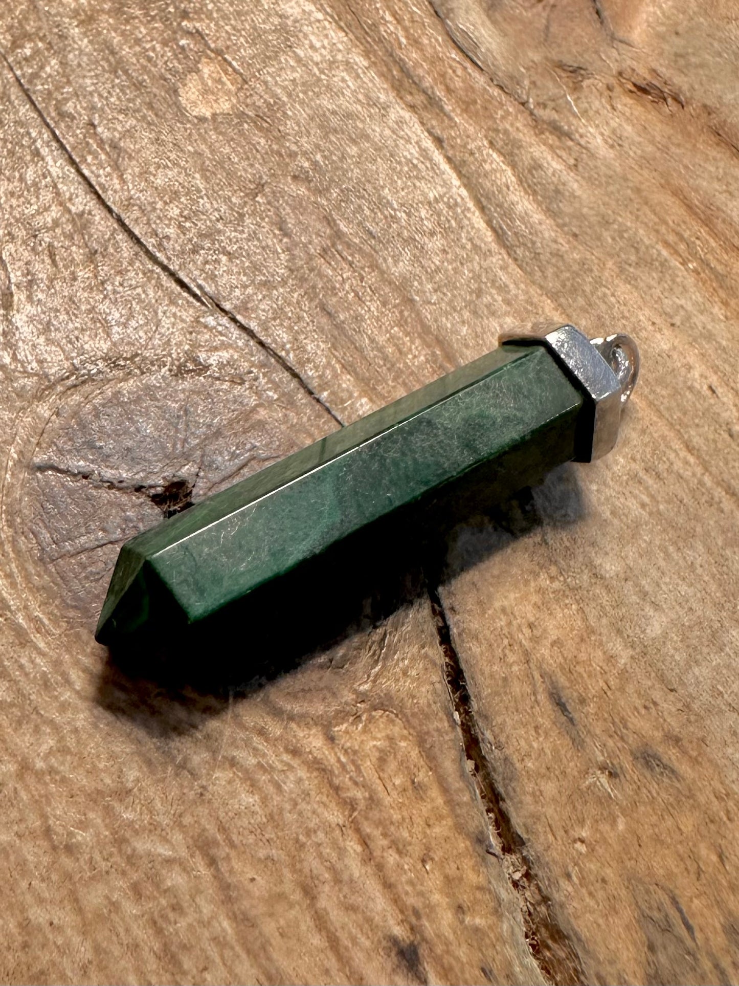 Vintage Malachite Pillar 925 Silver Pendant