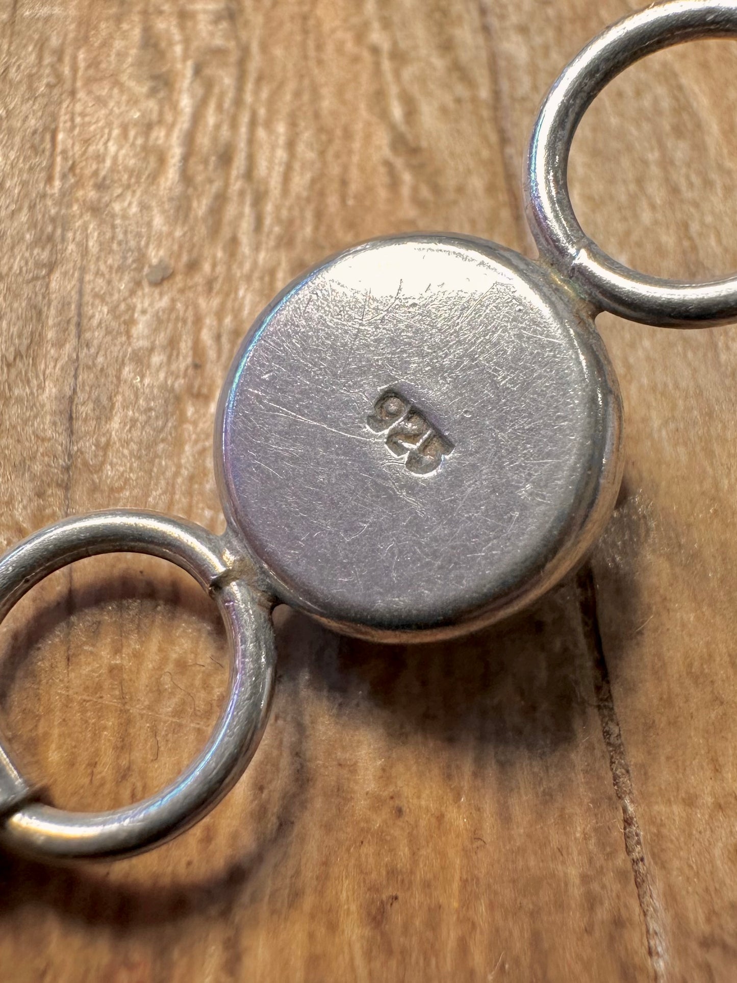 Abstract Rhodochrosite Oval Links 925 Sterling Silver 7.5 inch Bracelet