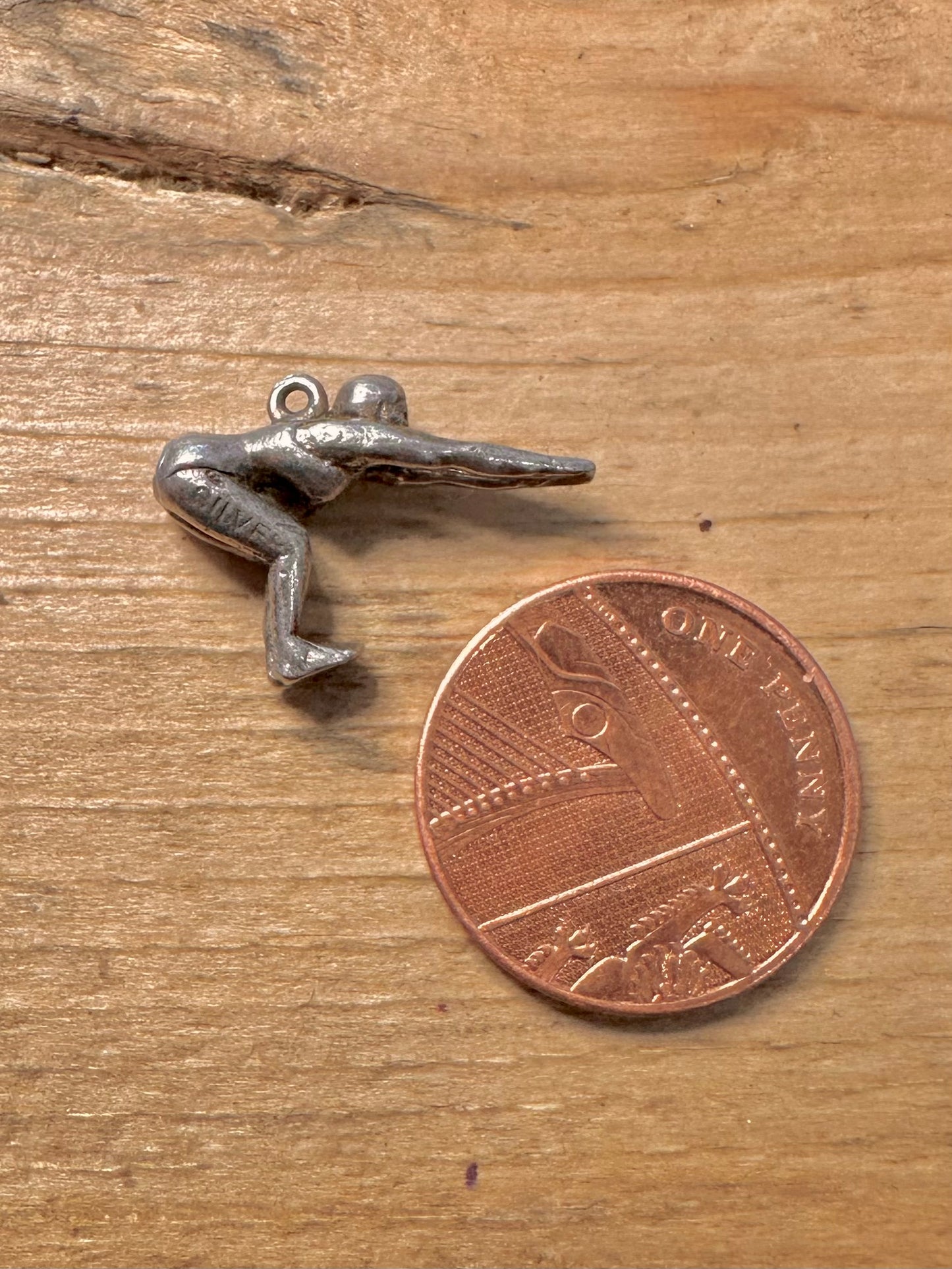 Vintage Swimmer Diver 925 Silver Charm Pendant
