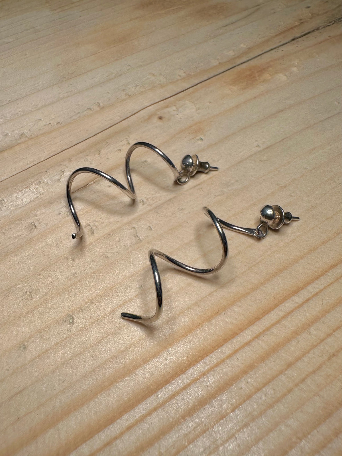 Modernist Twisted Spiral 925 Sterling Silver Earrings