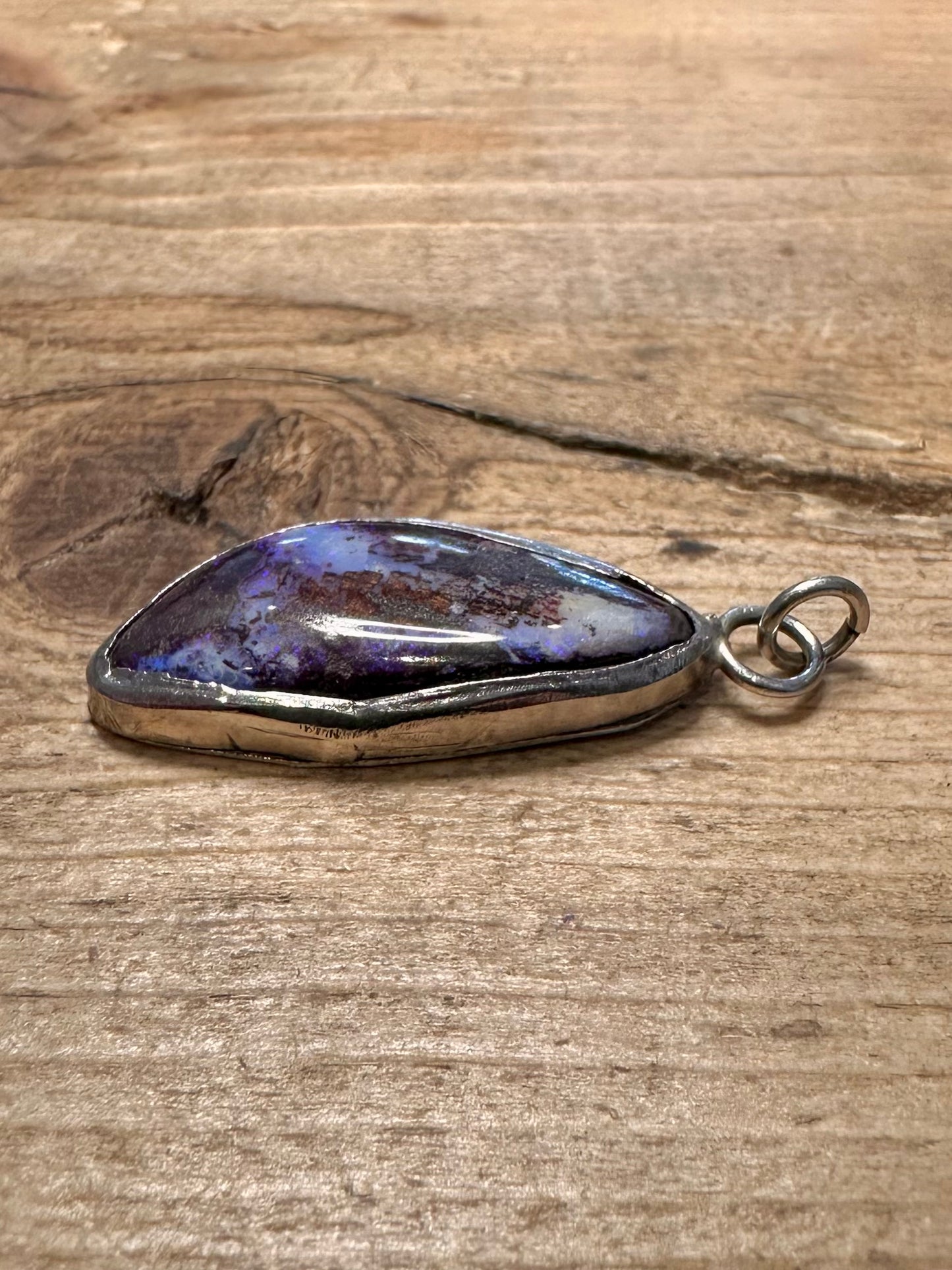 Handmade Boulder Opal 925 Silver Pendant