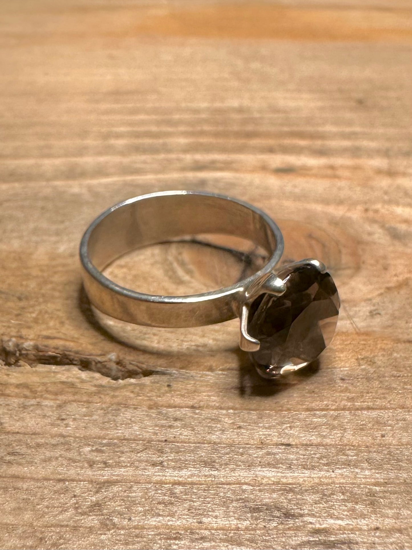 Vintage Neil’s Erik Smokey Quarts 925 Silver Size O1/2 Ring