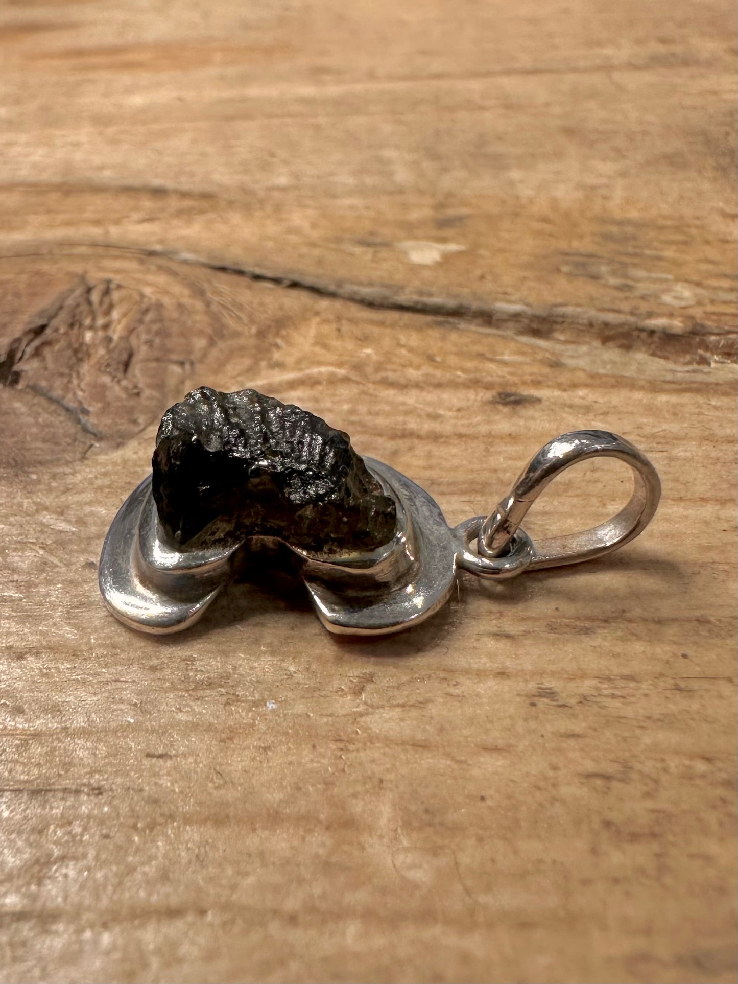 Abstract Moldavite 925 Silver Pendant